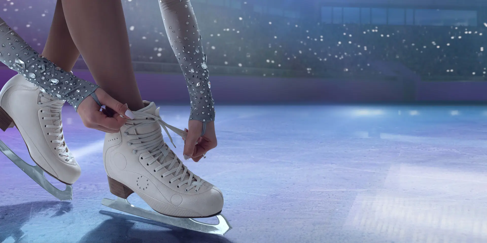Vue sur patins de patinage artistique
