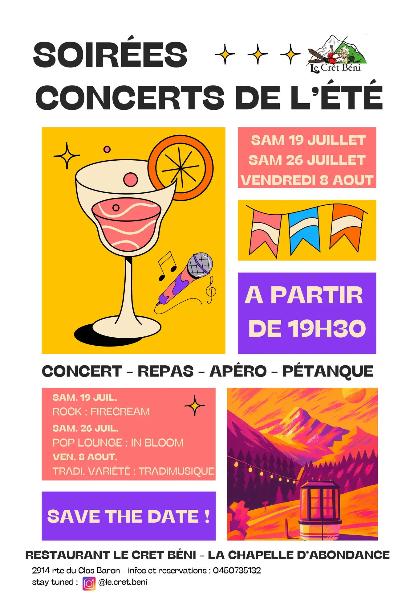 Les soirées concerts de l'été au restaurant Le Crêt-Béni