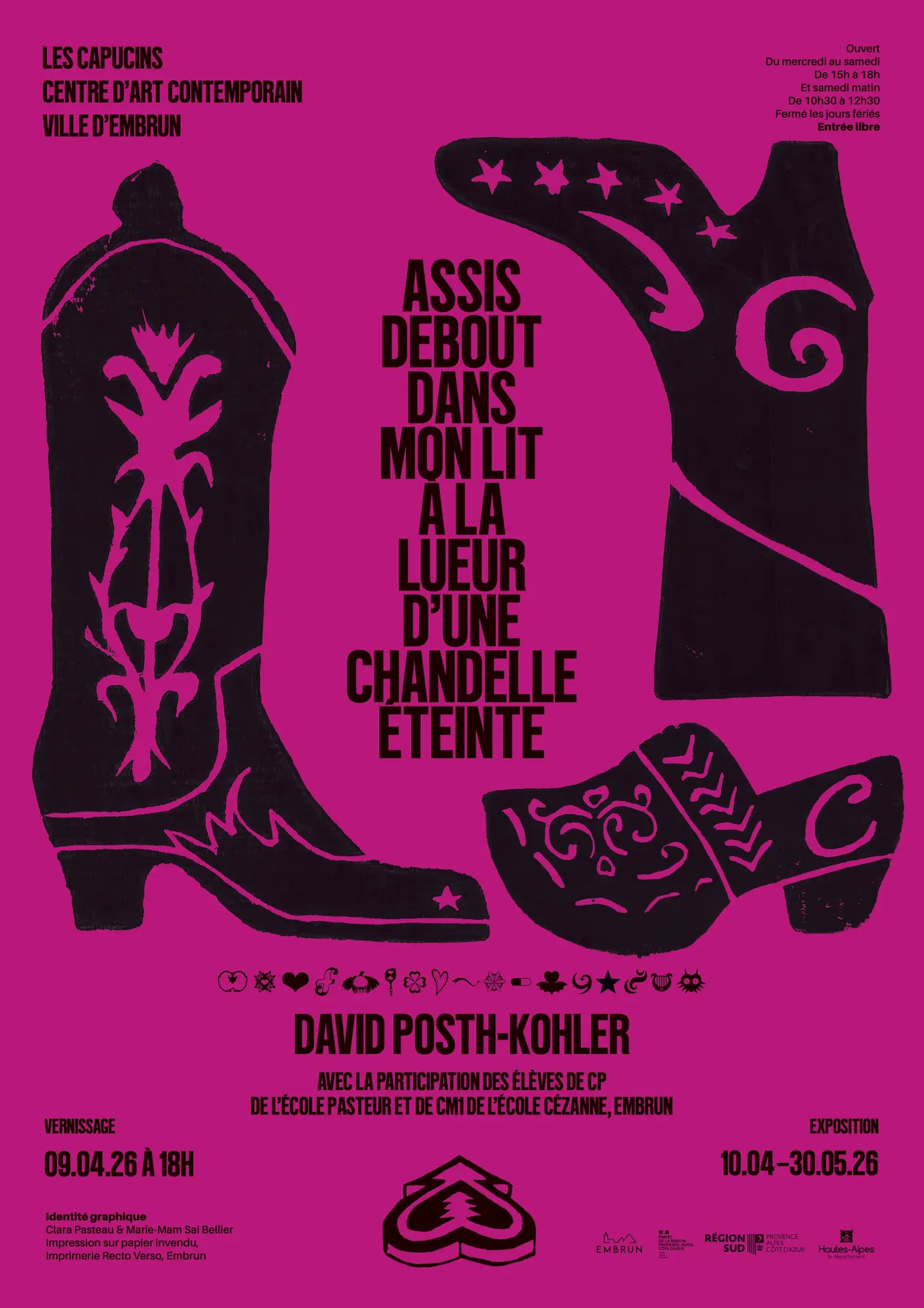 Vernissage de l'exposition Assis debout dans mon lit à la lueur d'une chandelle éteinte, David Posth-Kohler