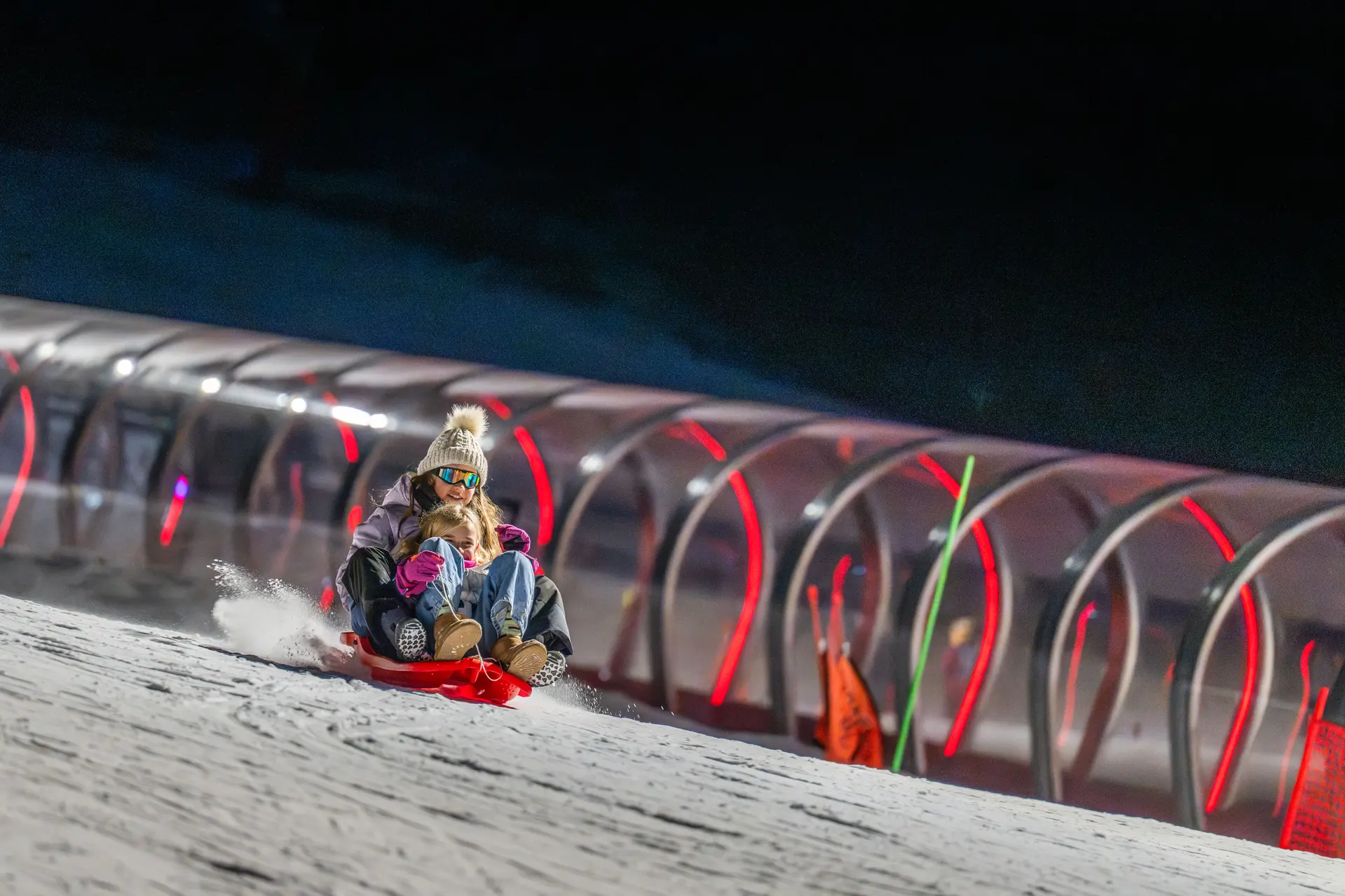 Luge nocturne à Orcières