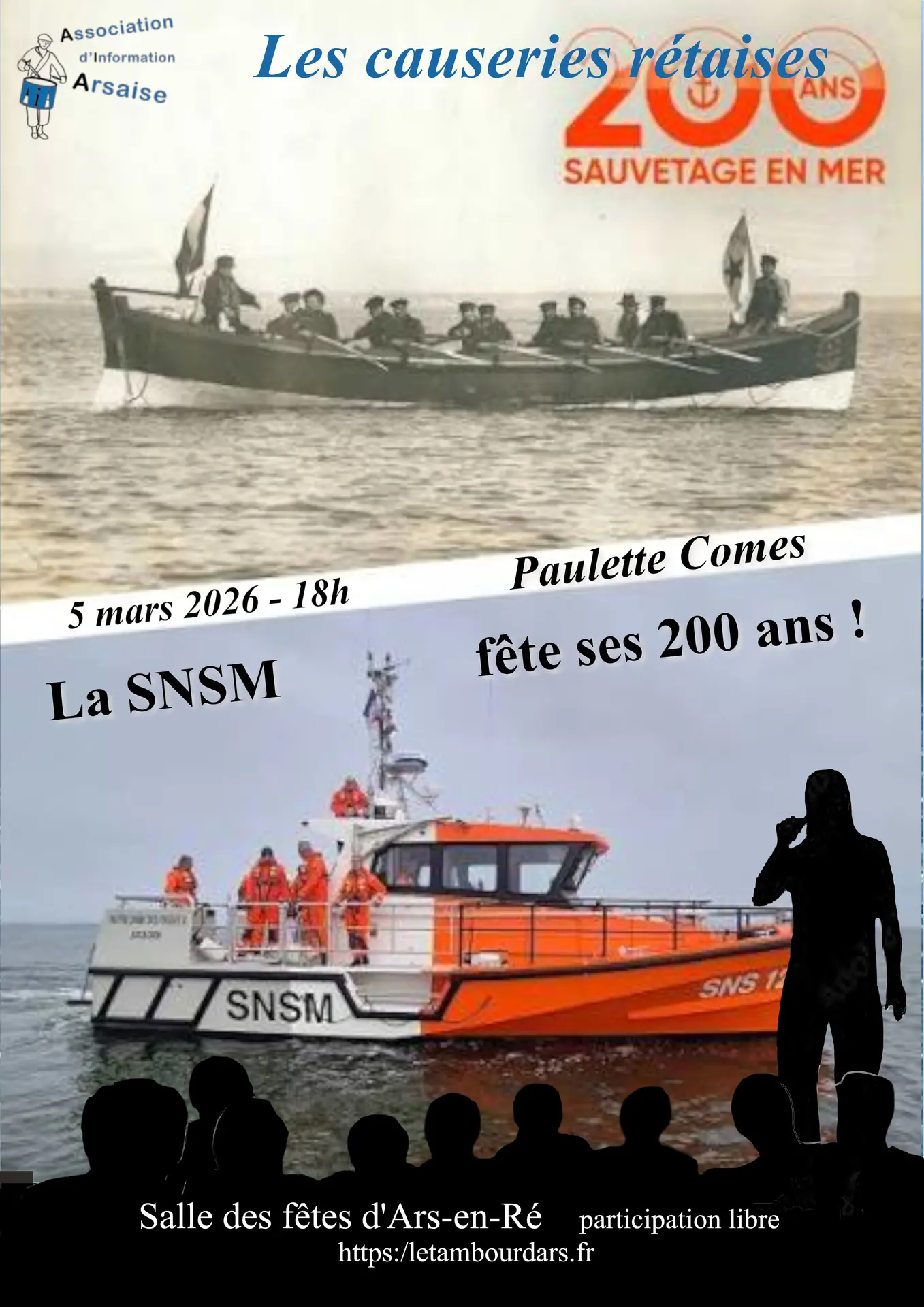 Affiche de la causeries rétaises - La SNSM fête ses 200 ans !