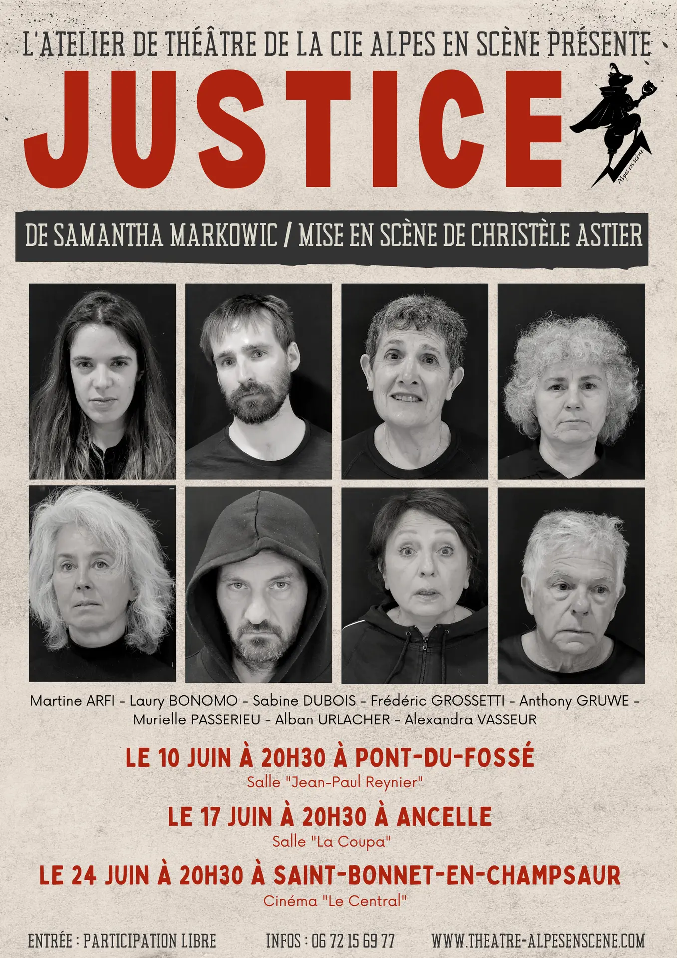 Affiche pièce de théâtre Justice de Samantha Markowic