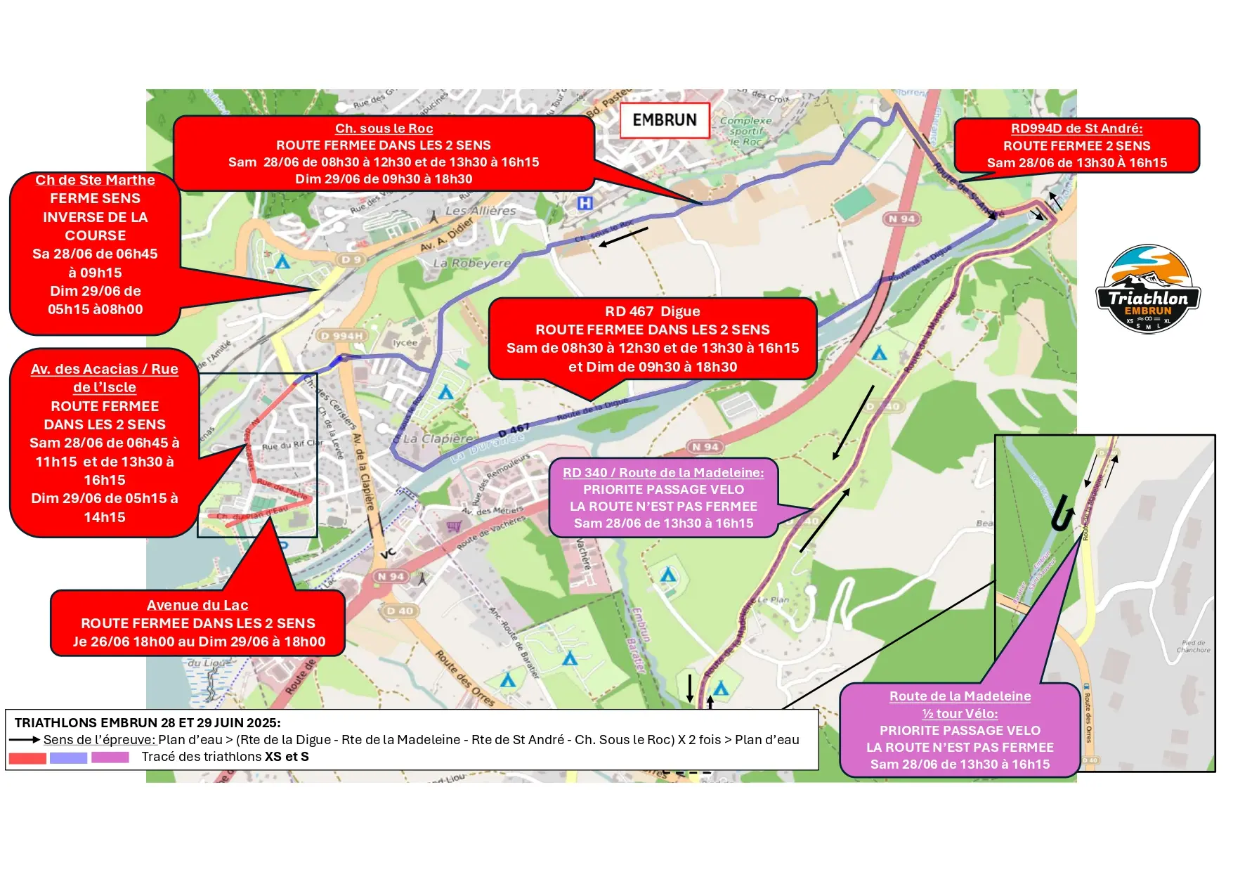 Restrictions de circulation - Triathlon M Embrun
