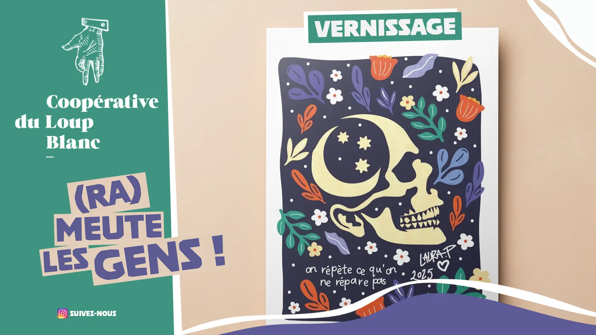 Affichette détaillant le vernissage de l'expo