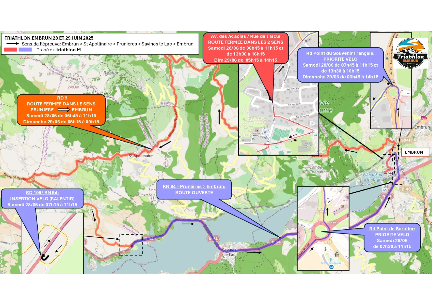 Restrictions de circulation - Triathlon M Embrun