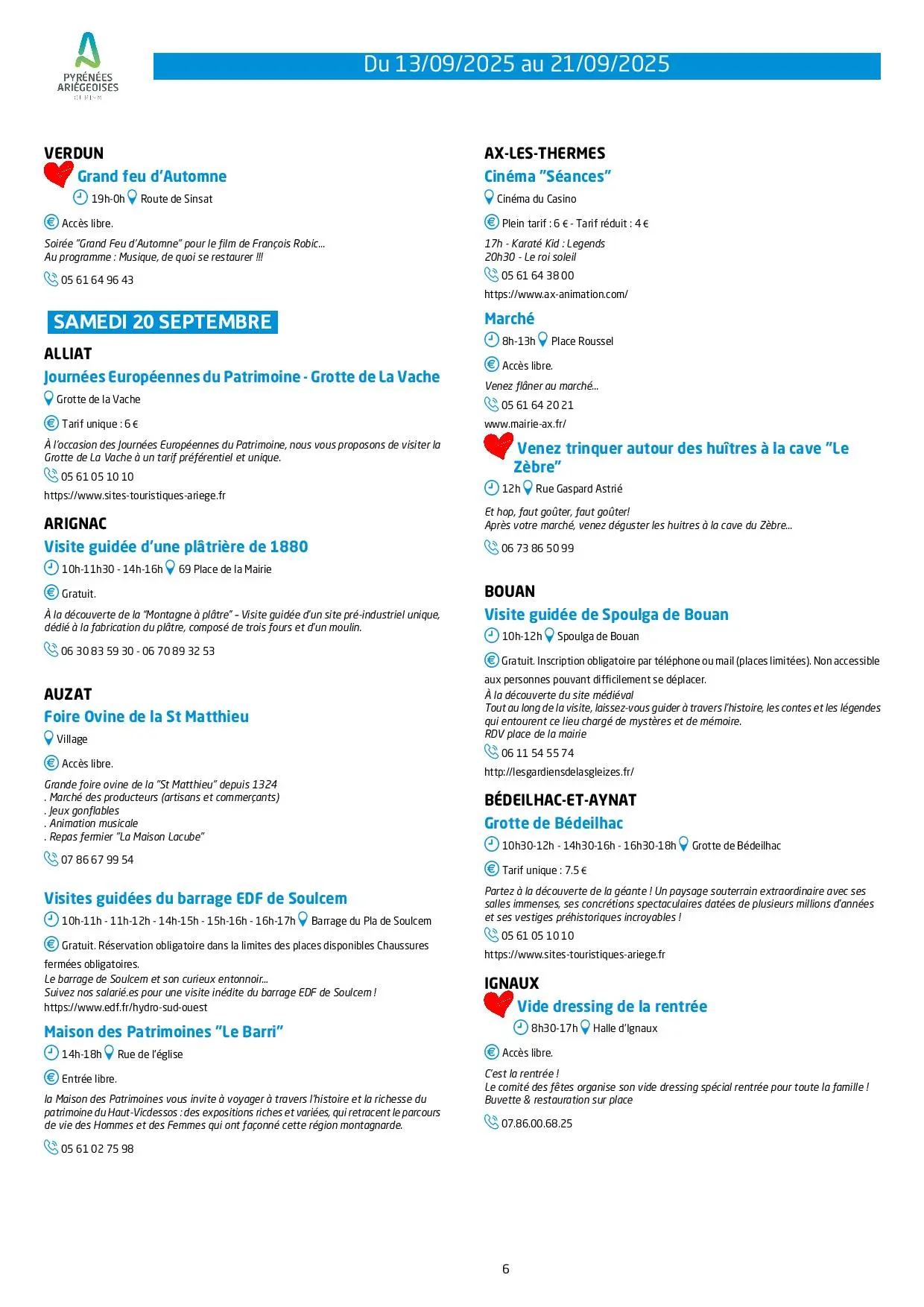 Du 13 au 21.09.Programme Animations & Activités