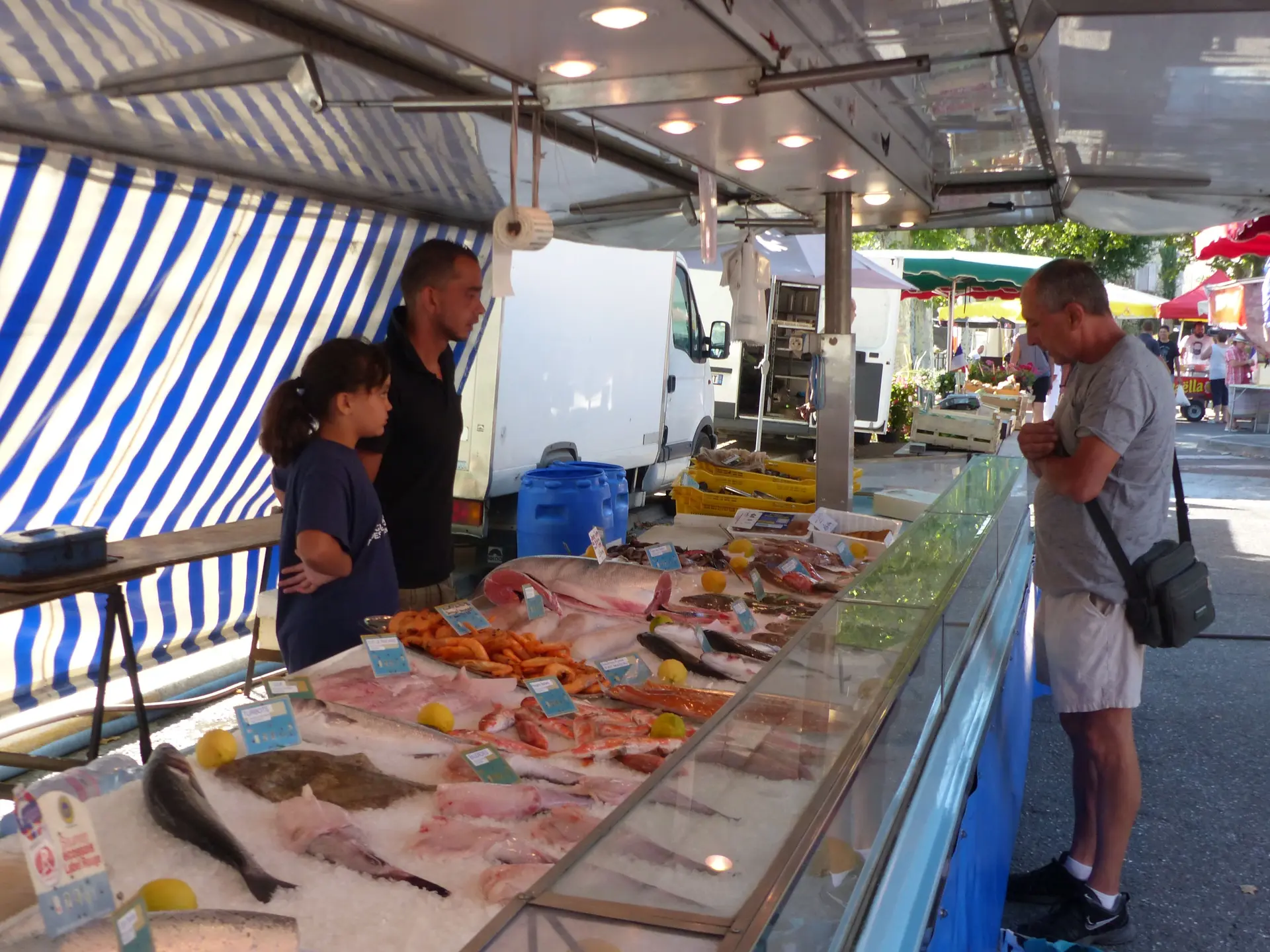 Marché du jeudi à La Roque d'Anthéron la poissonerie