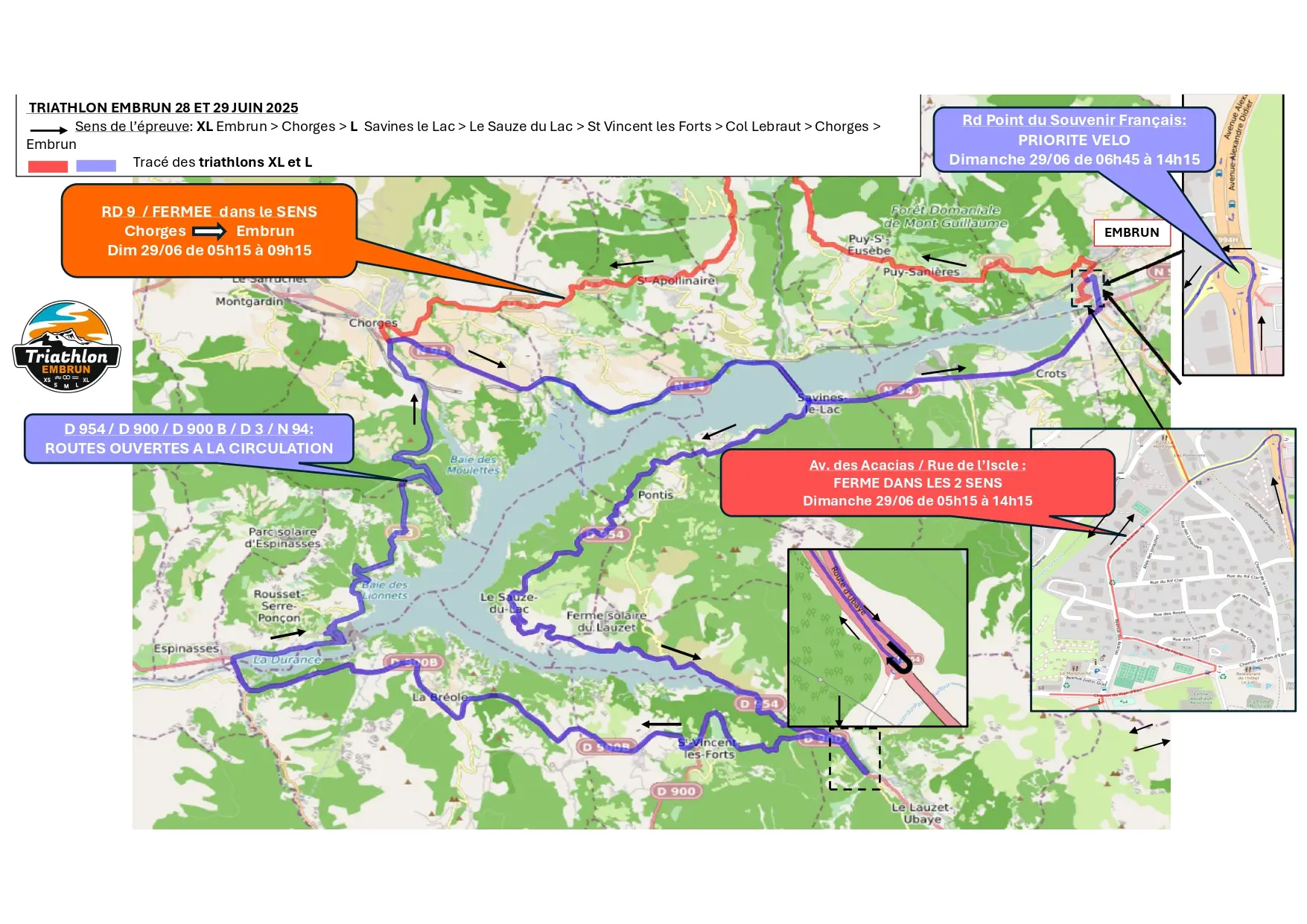 Restrictions de circulation - Triathlon M Embrun