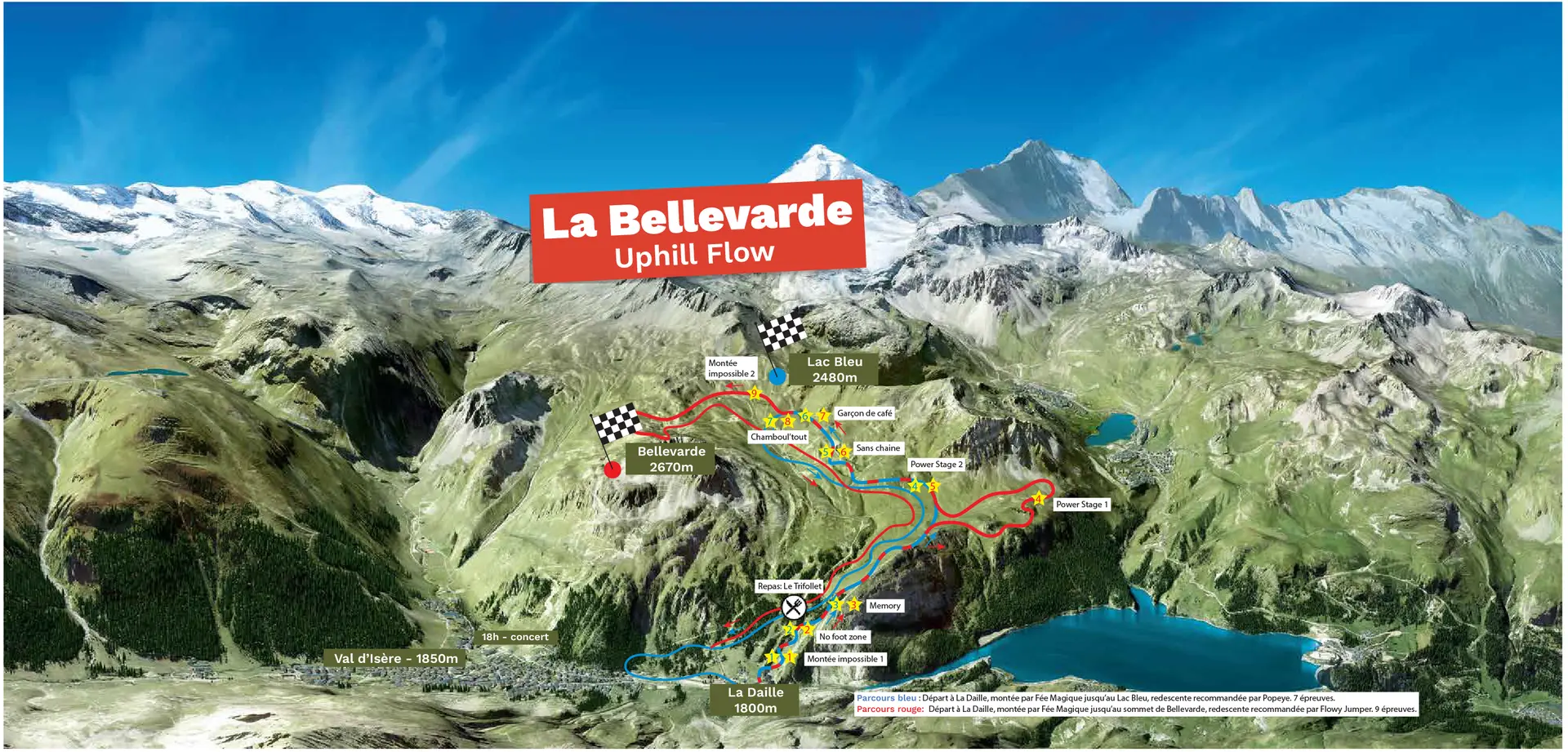 Plan et déroulé de La Bellavarde Uphill Flow