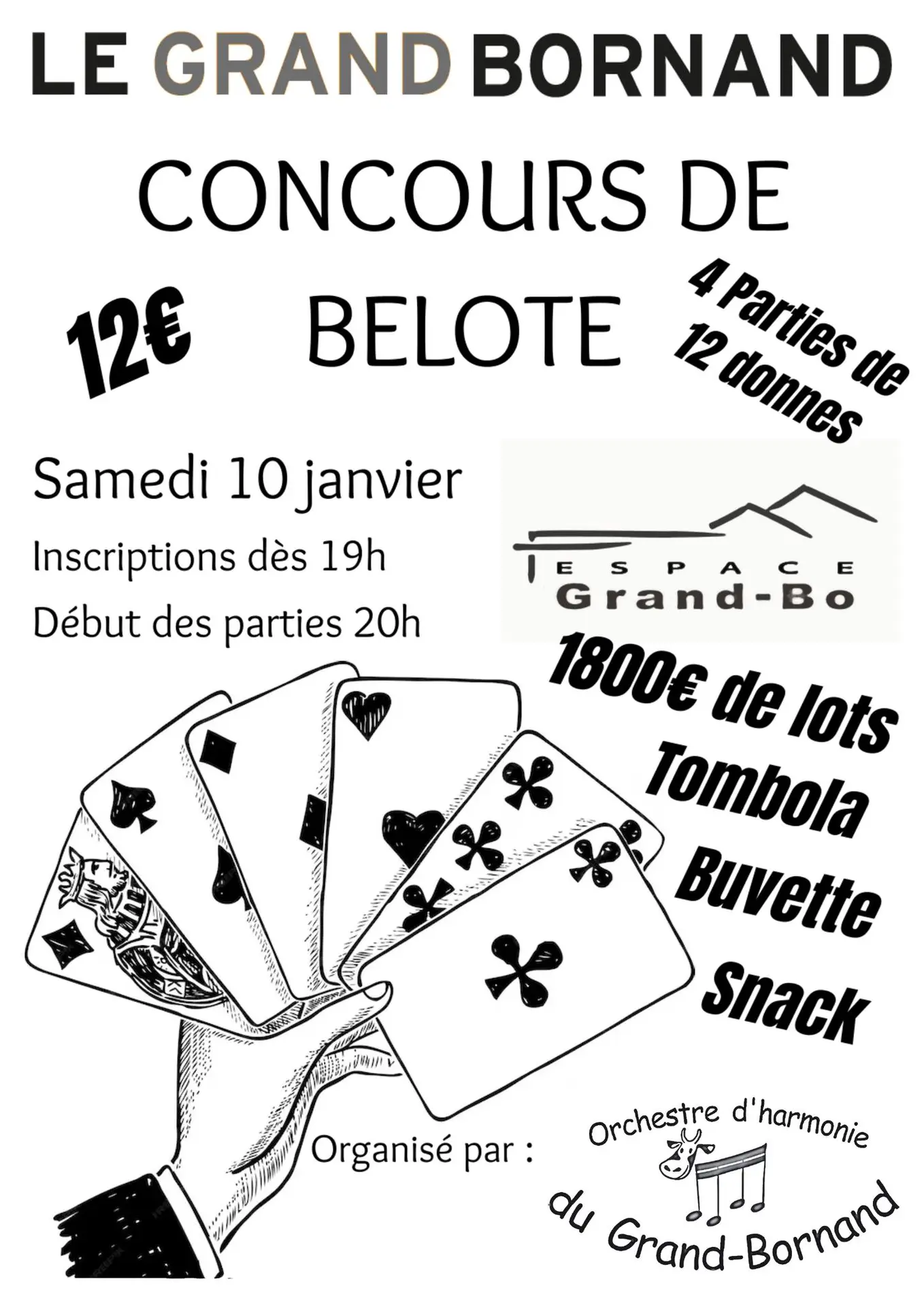Affiche concours de belot Orchestre d'harmonie Le Grand-Bornand