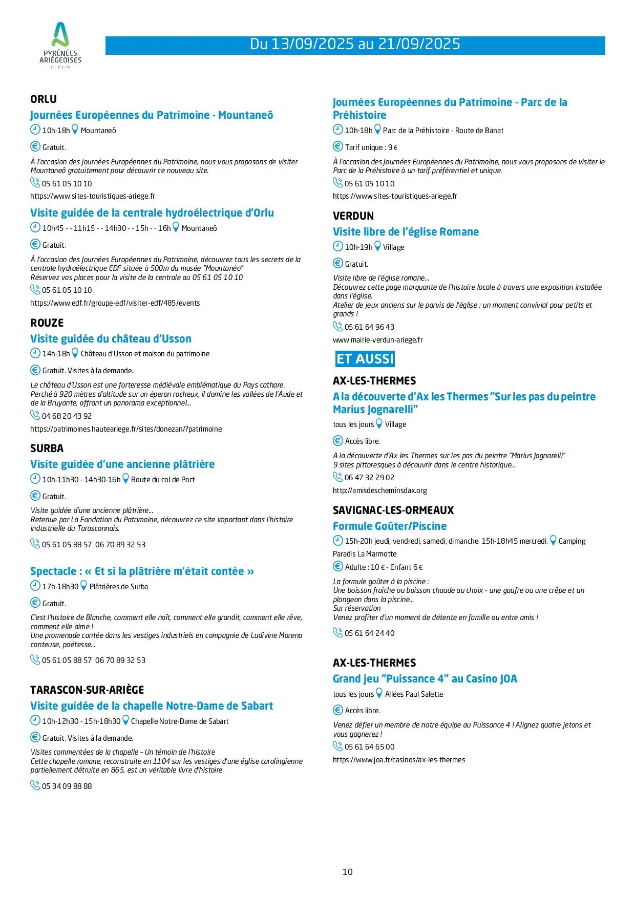 Du 13 au 21.09.Programme Animations & Activités