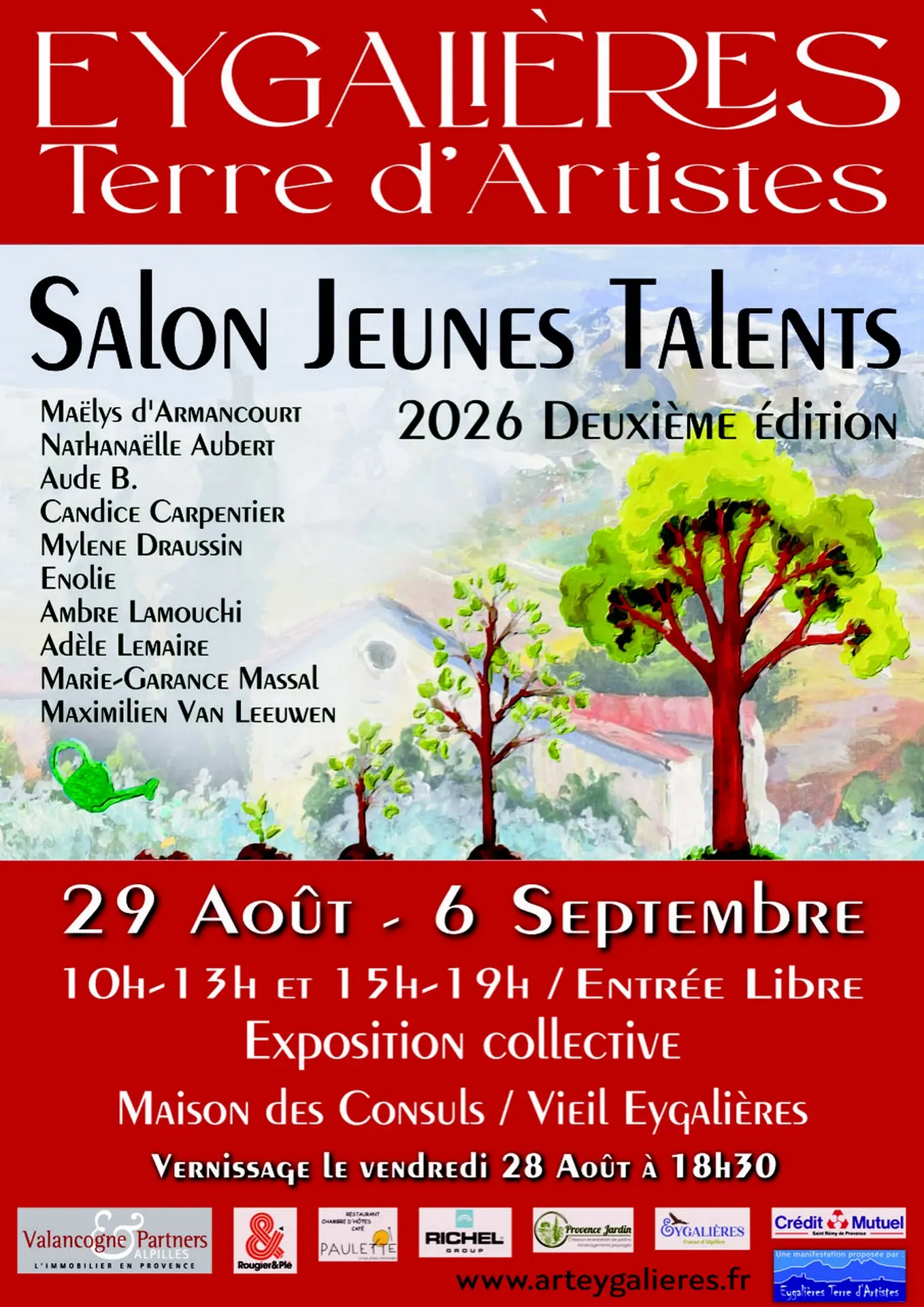 Affiche Salon Jeunes Talents - Exposition collective à Eygalières 28.08 au 06.09.26