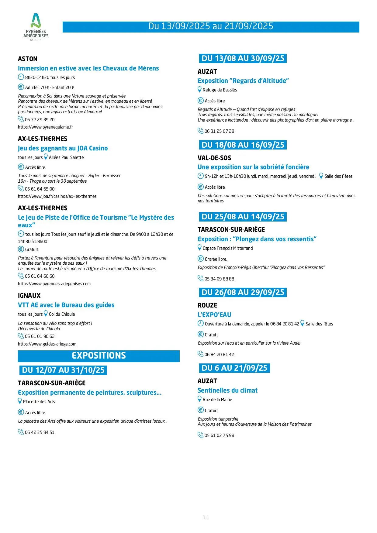 Du 13 au 21.09.Programme Animations & Activités