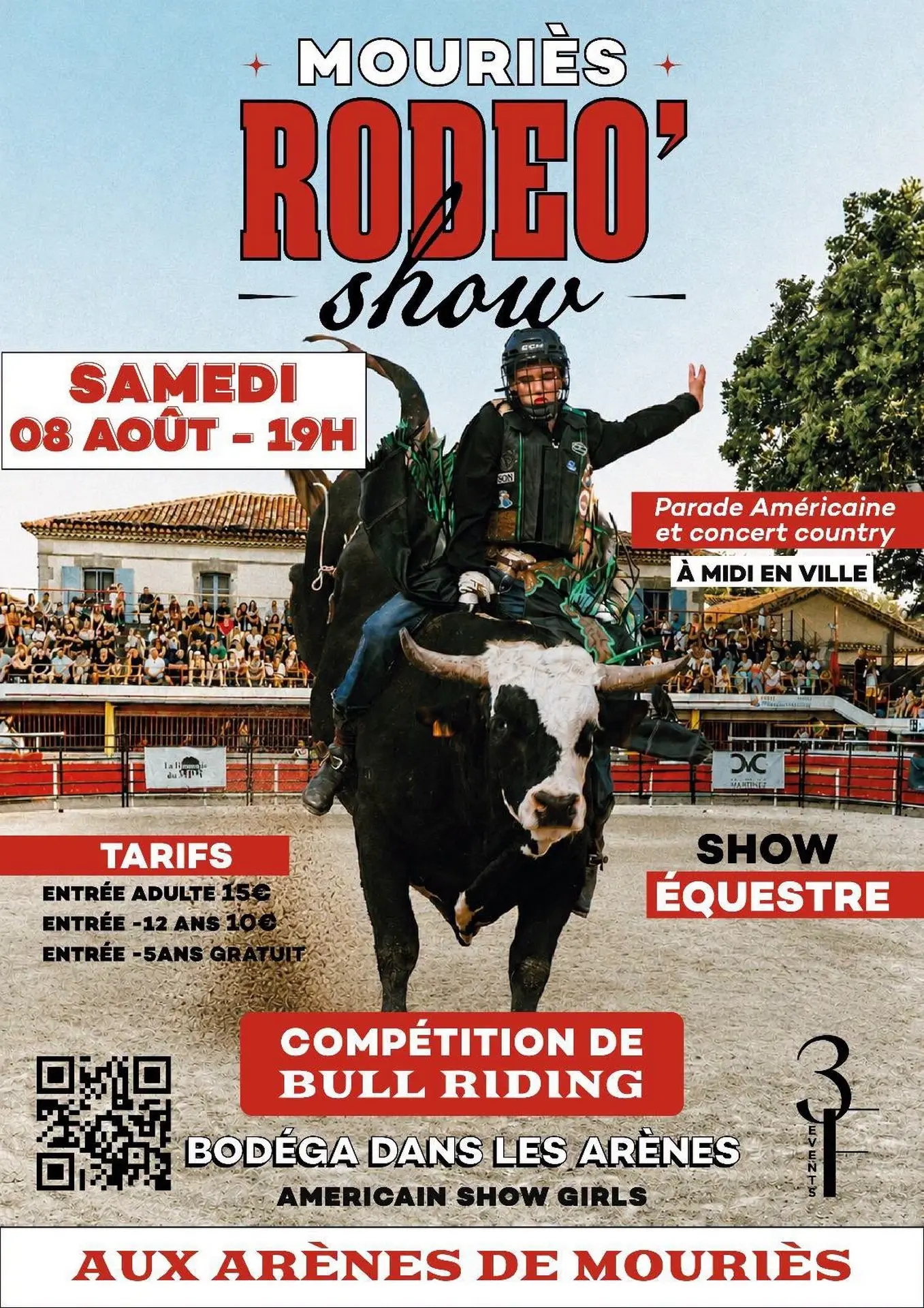 Affiche Journée western Show rodéo à Mouriès 08.08.26