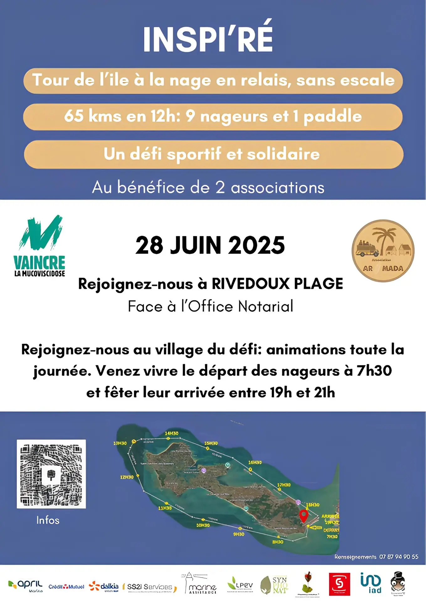 Tour de l'île à la nage en relais, sans escale_Rivedoux-Plage