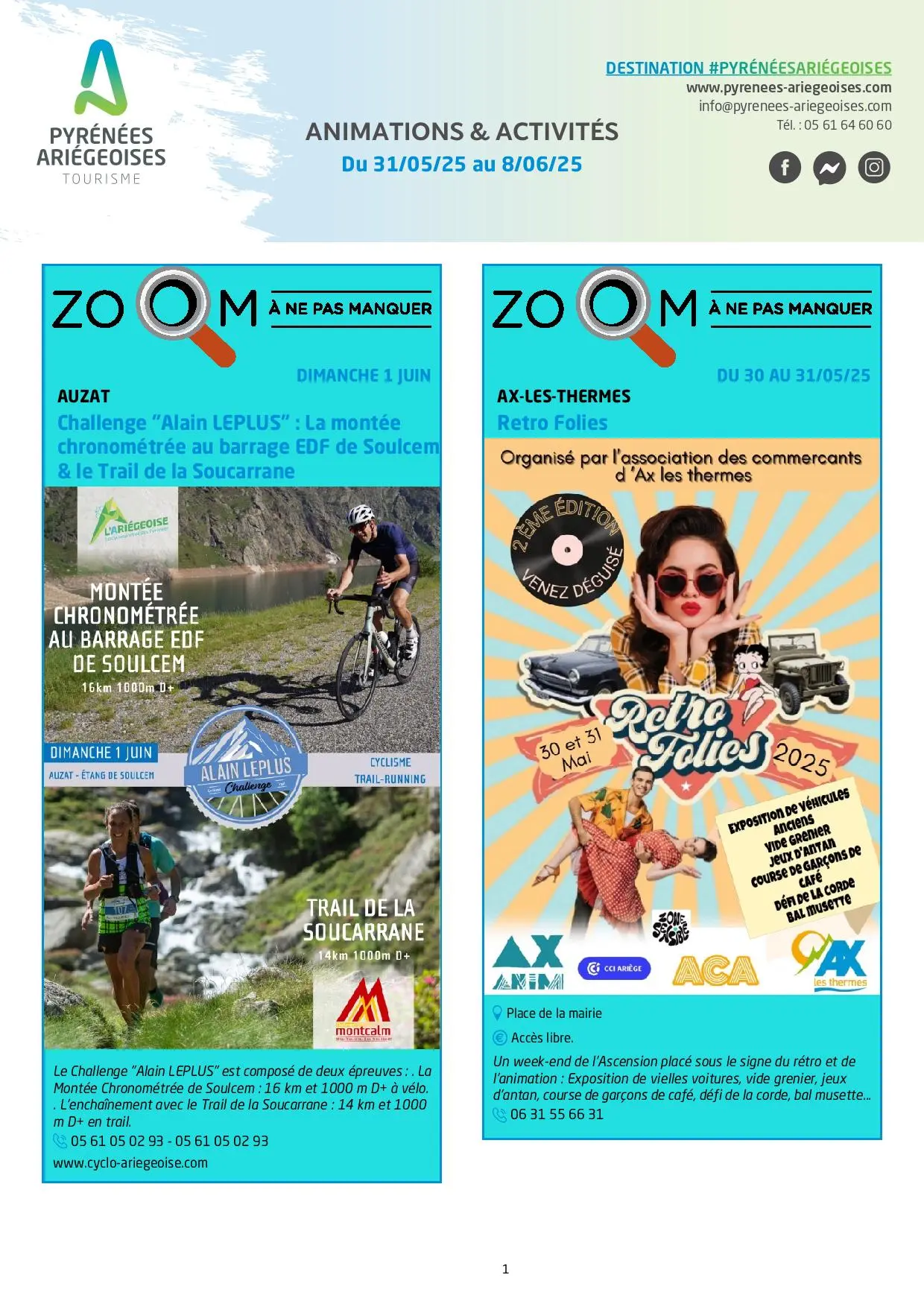 Du 31.05.AU 08.06. Programme Animations & Activités