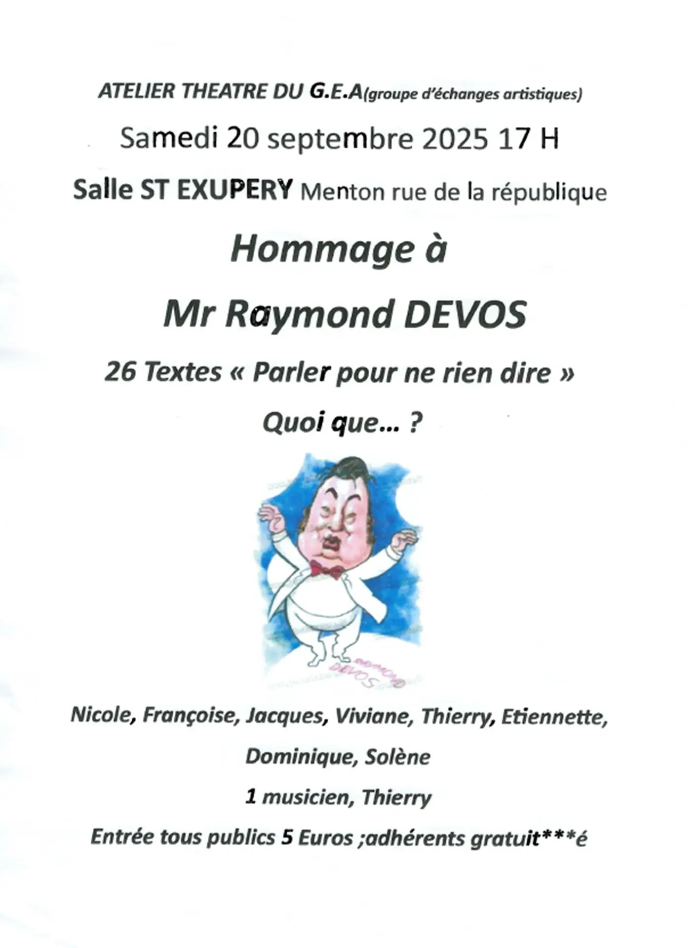 Affiche de la représentation