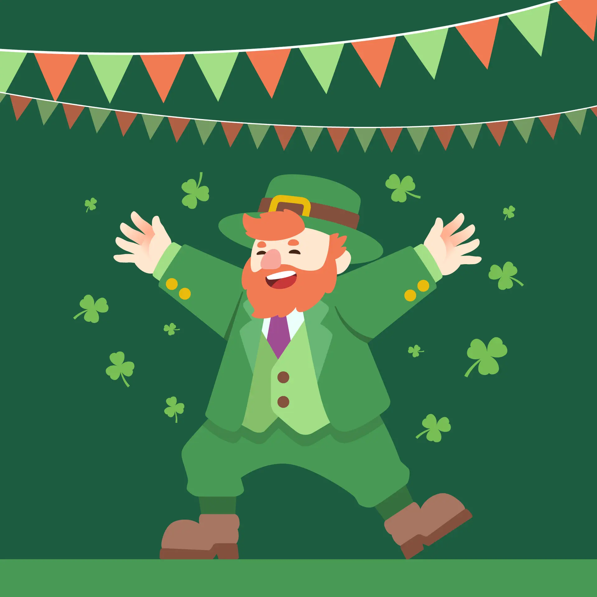 Dessin de Saint Patrick entouré de trèfle