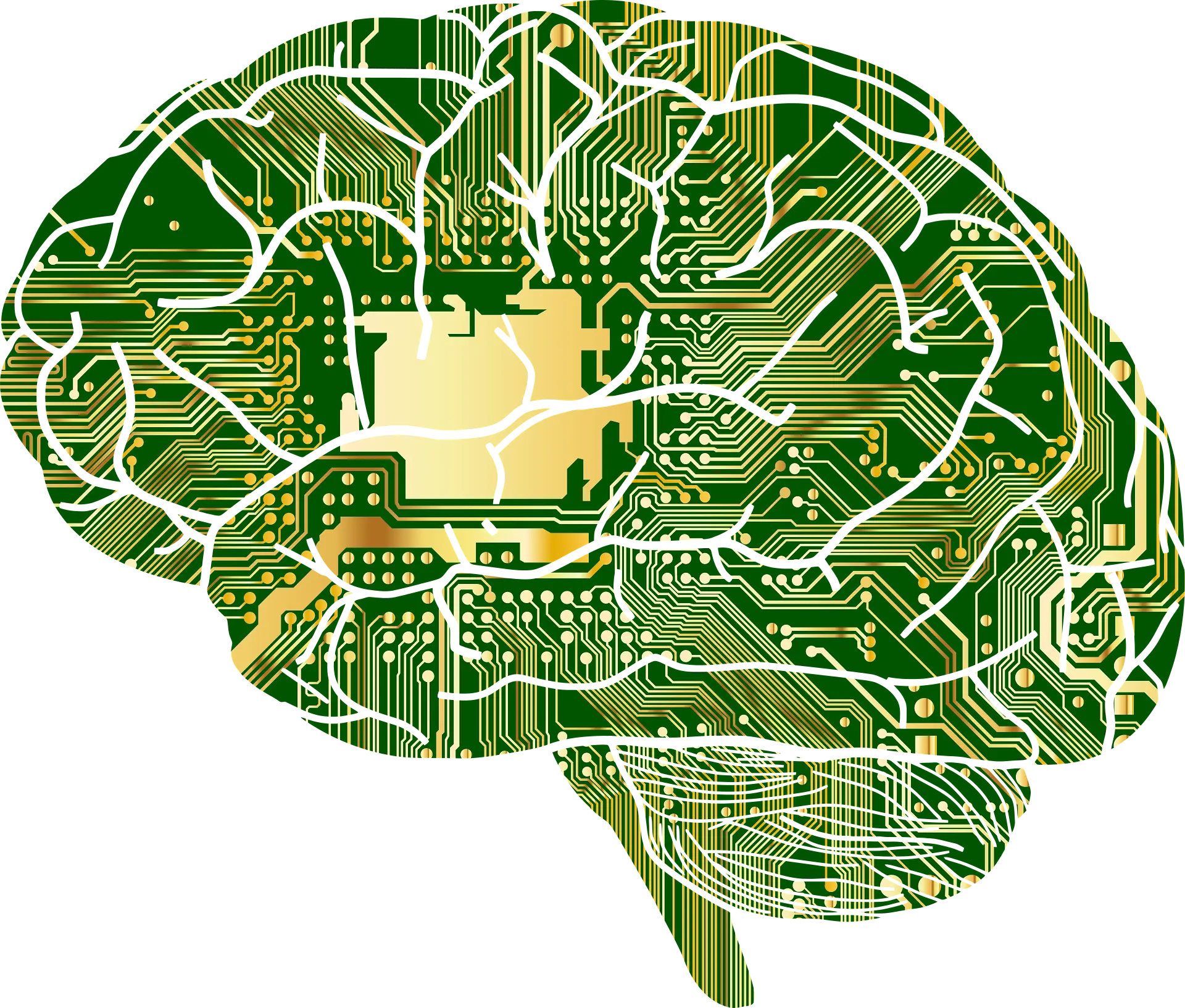 image d'un cerveau vert avec une puce