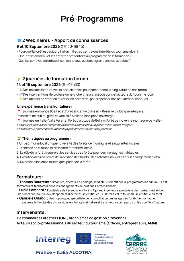 Programme de la formation
