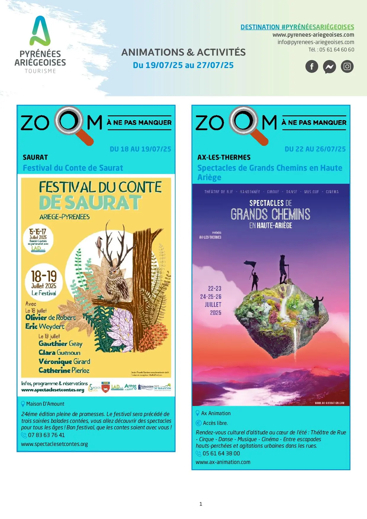 Du 19 au 27.07.Programme Animations & Activités