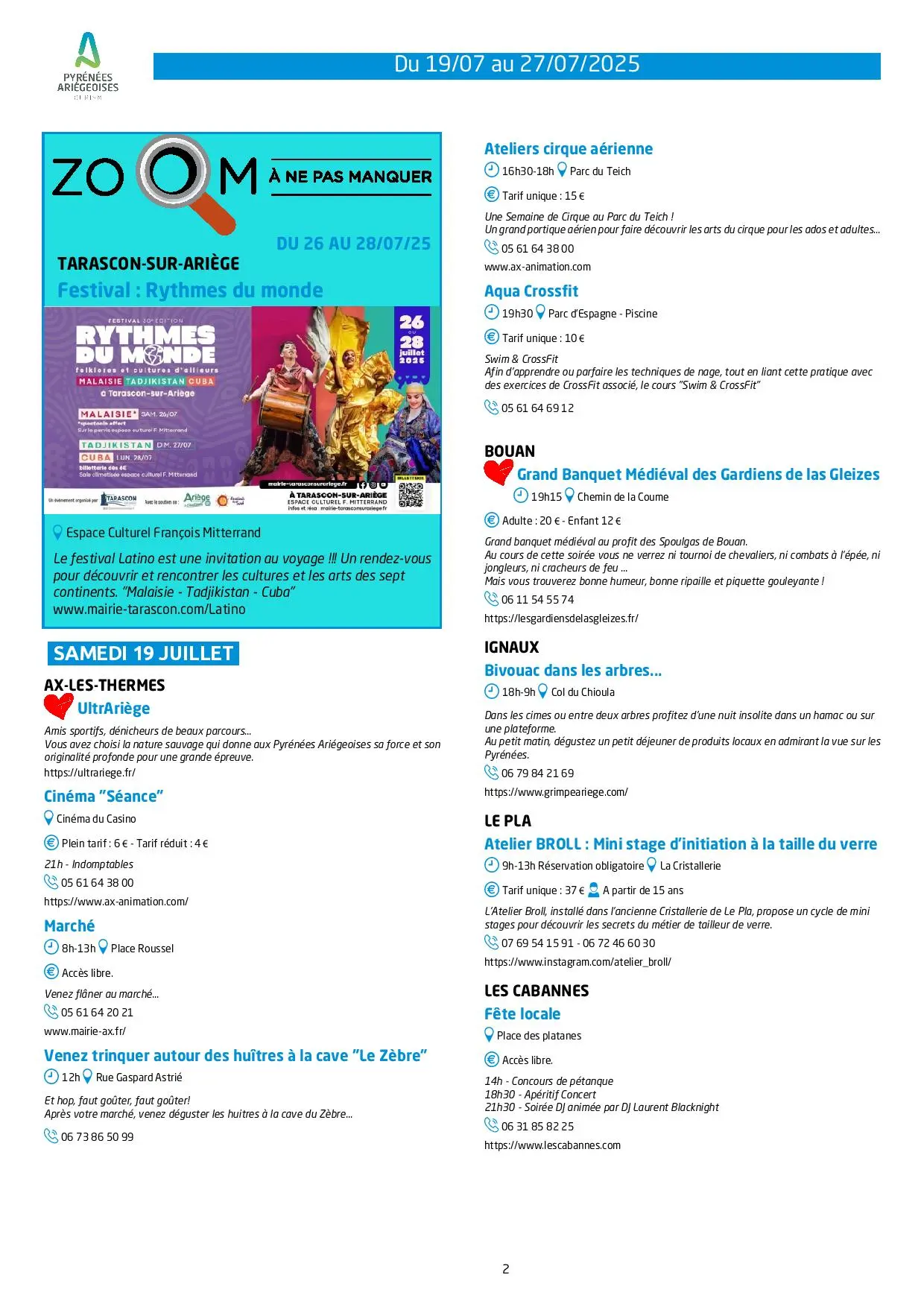 Du 19 au 27.07.Programme Animations & Activités