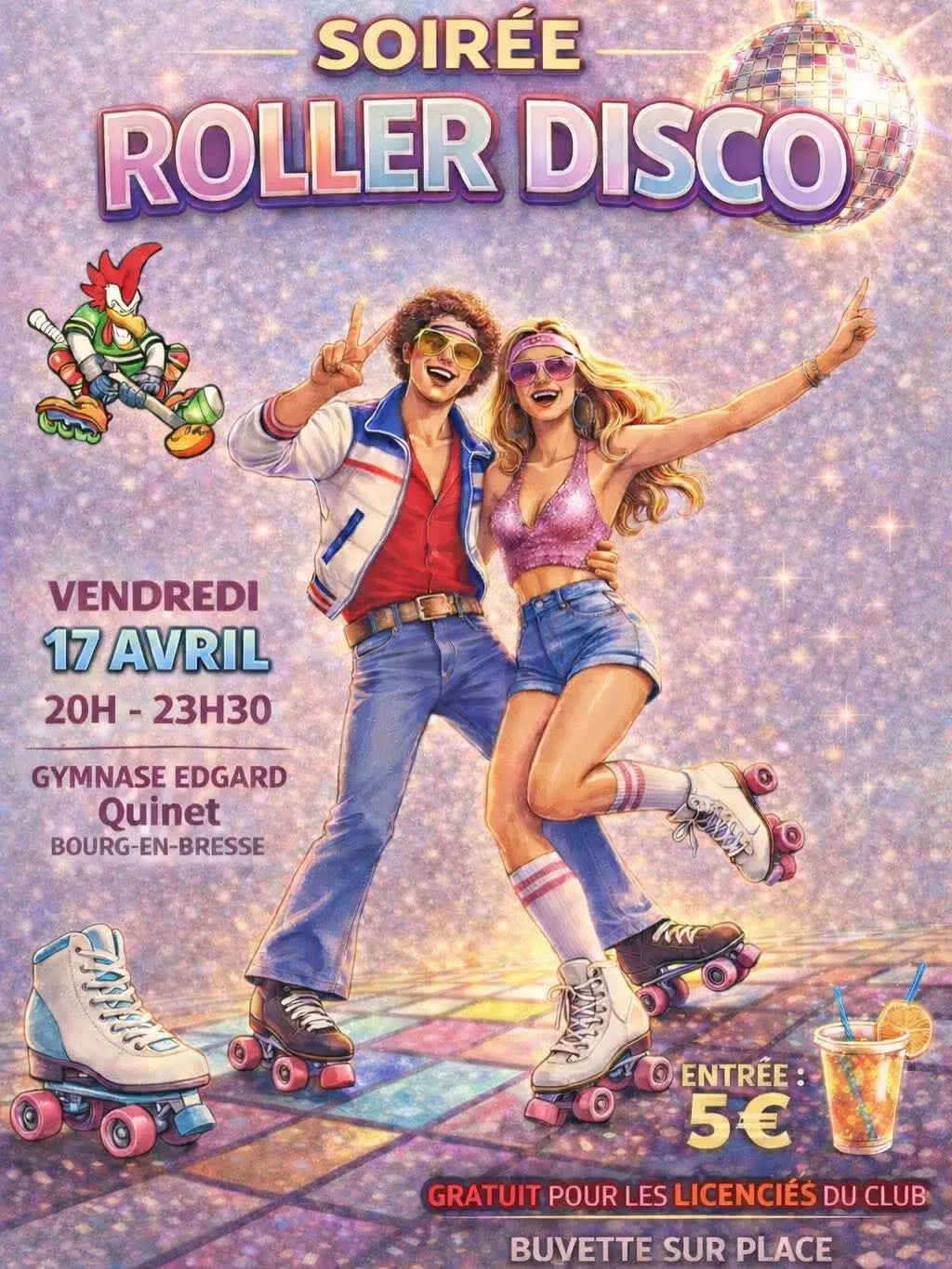 Danseurs en roller musique disco