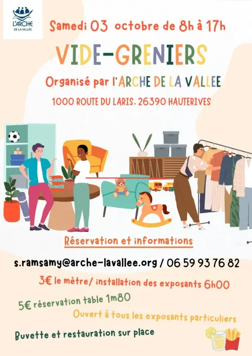 affiche expliquant le vide grenier