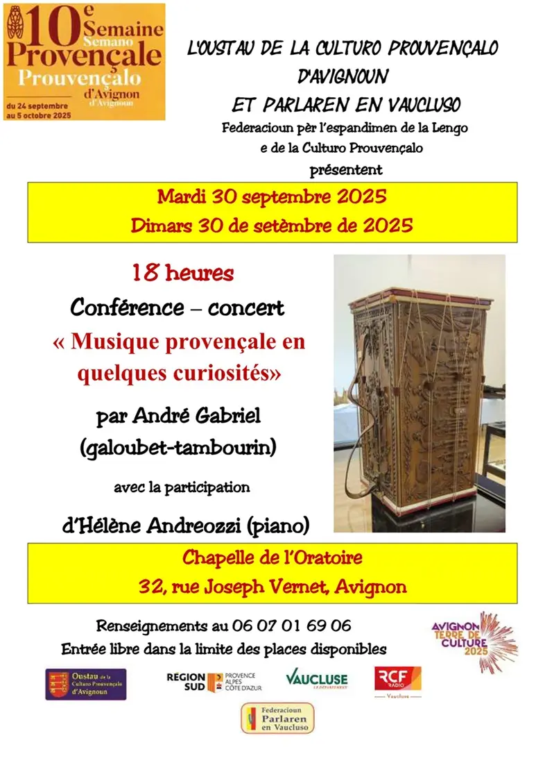 Conférence-concert Musiques provençales et quelques curiosités