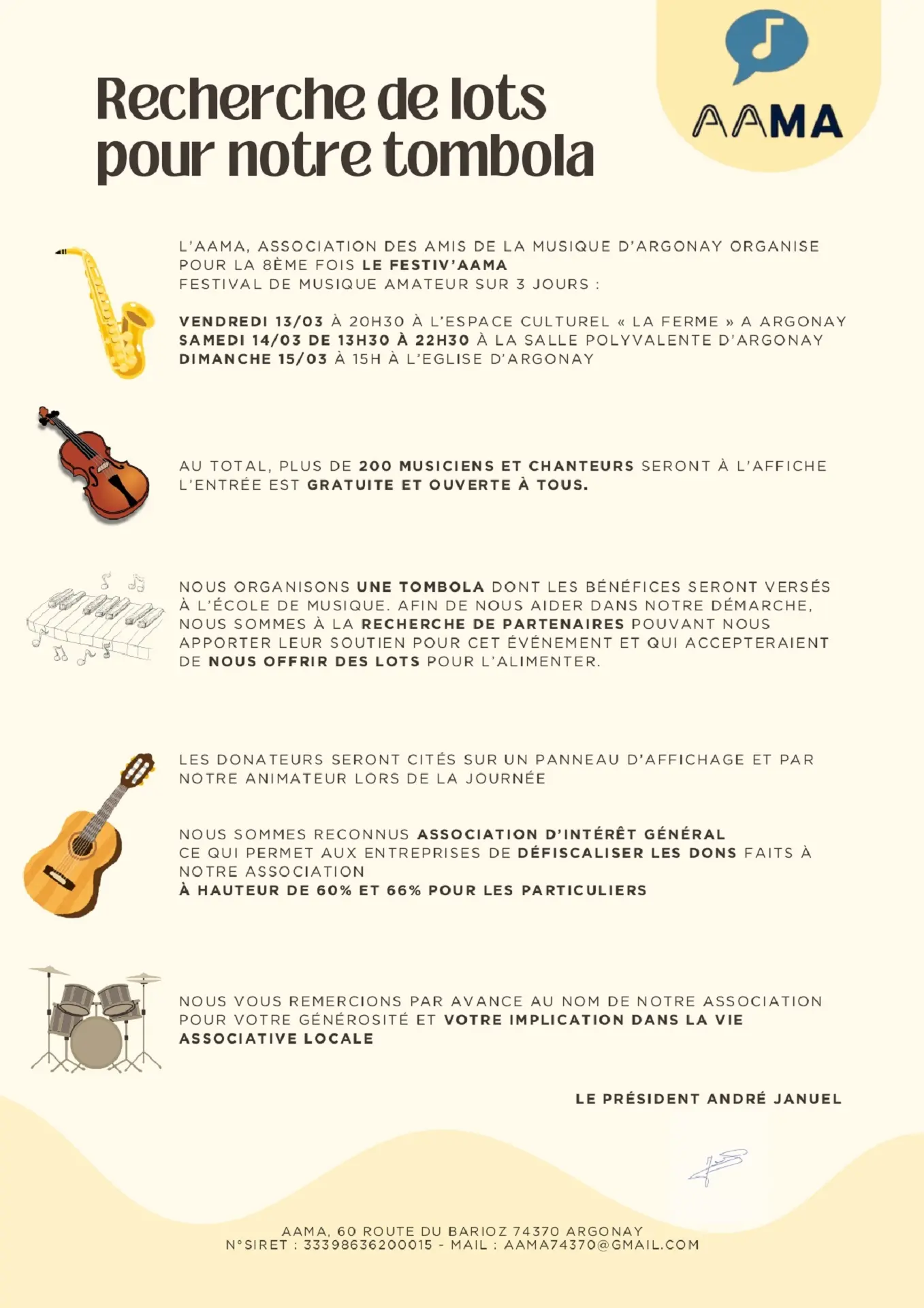 Tombola - recherche de lots