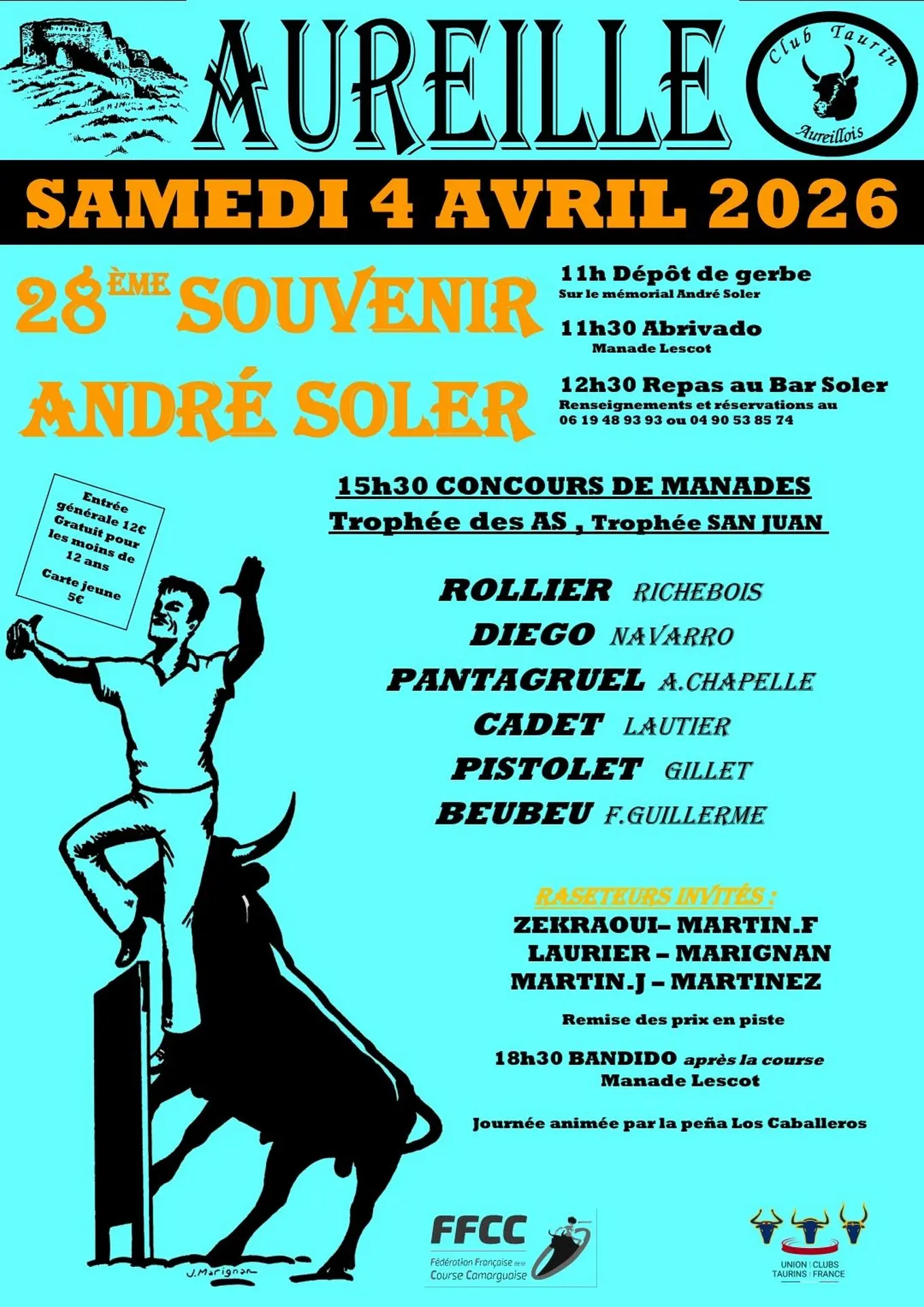 Poster Bullfighting Day – 28th André Soler Memorial in Aureille 04.04.26