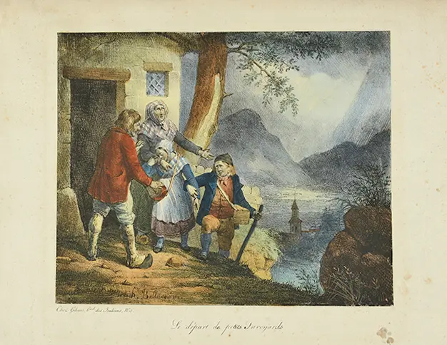 Bellangé, Le départ de petits Savoyards, lithographie, 1824