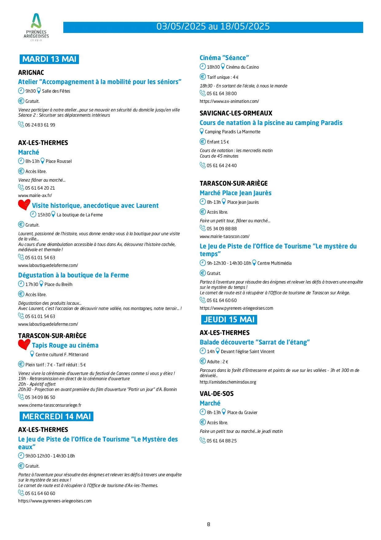 Programme du 03 au 18.05.2025