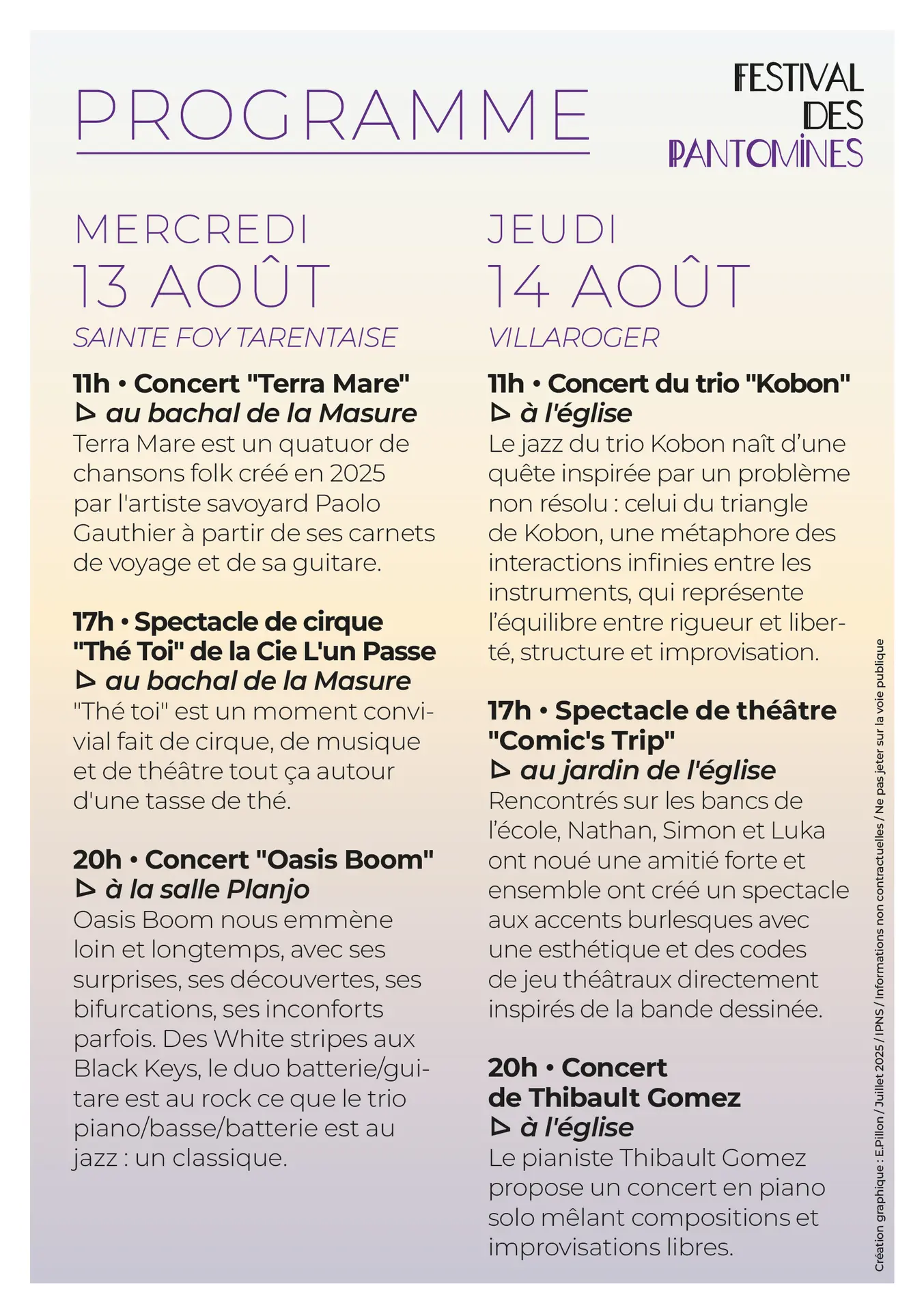 Programme Pantomines
