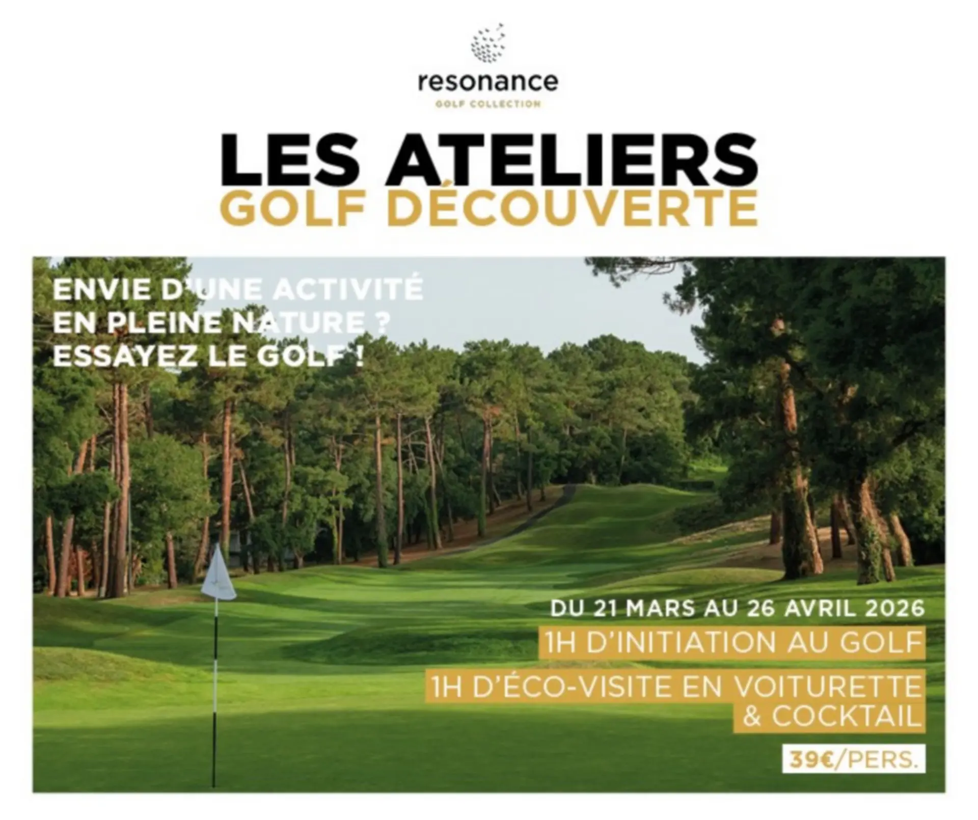 Poster Golf Discovery Workshops at Servanes Golf Club in Mouriès 21.03 to 26.04.26