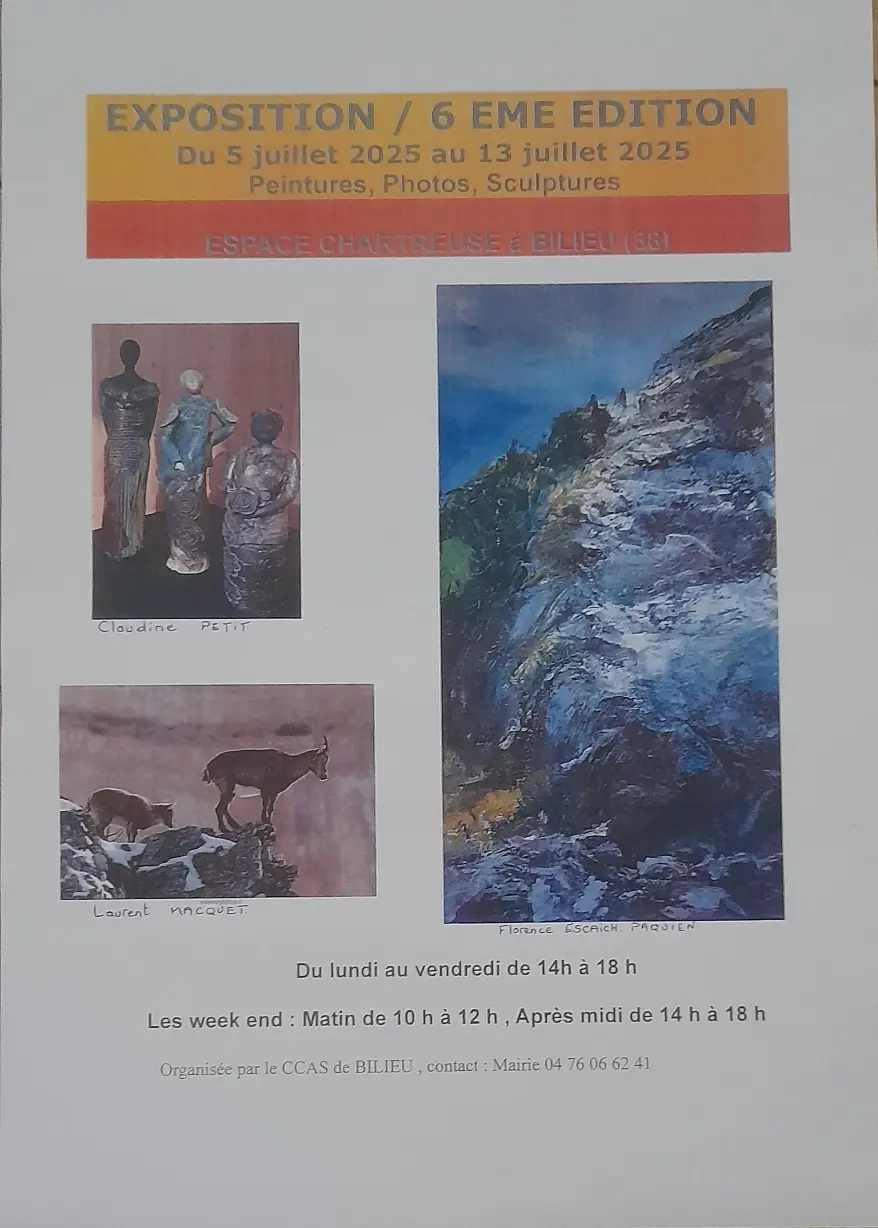 Photo de chamoix, peinture de paysage et sculptures de personnages féminins