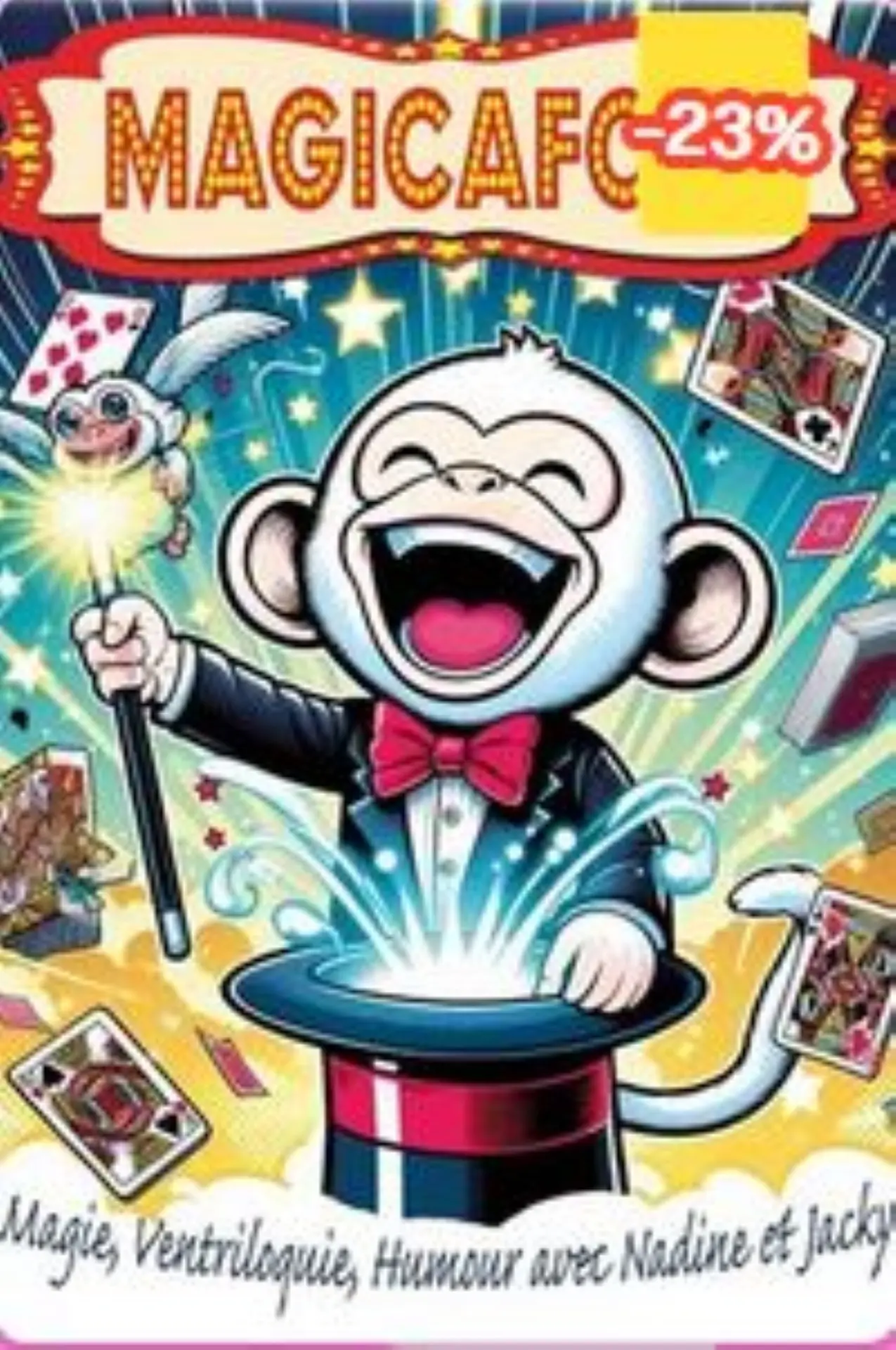 Le singe Jacky et son chapeau magique