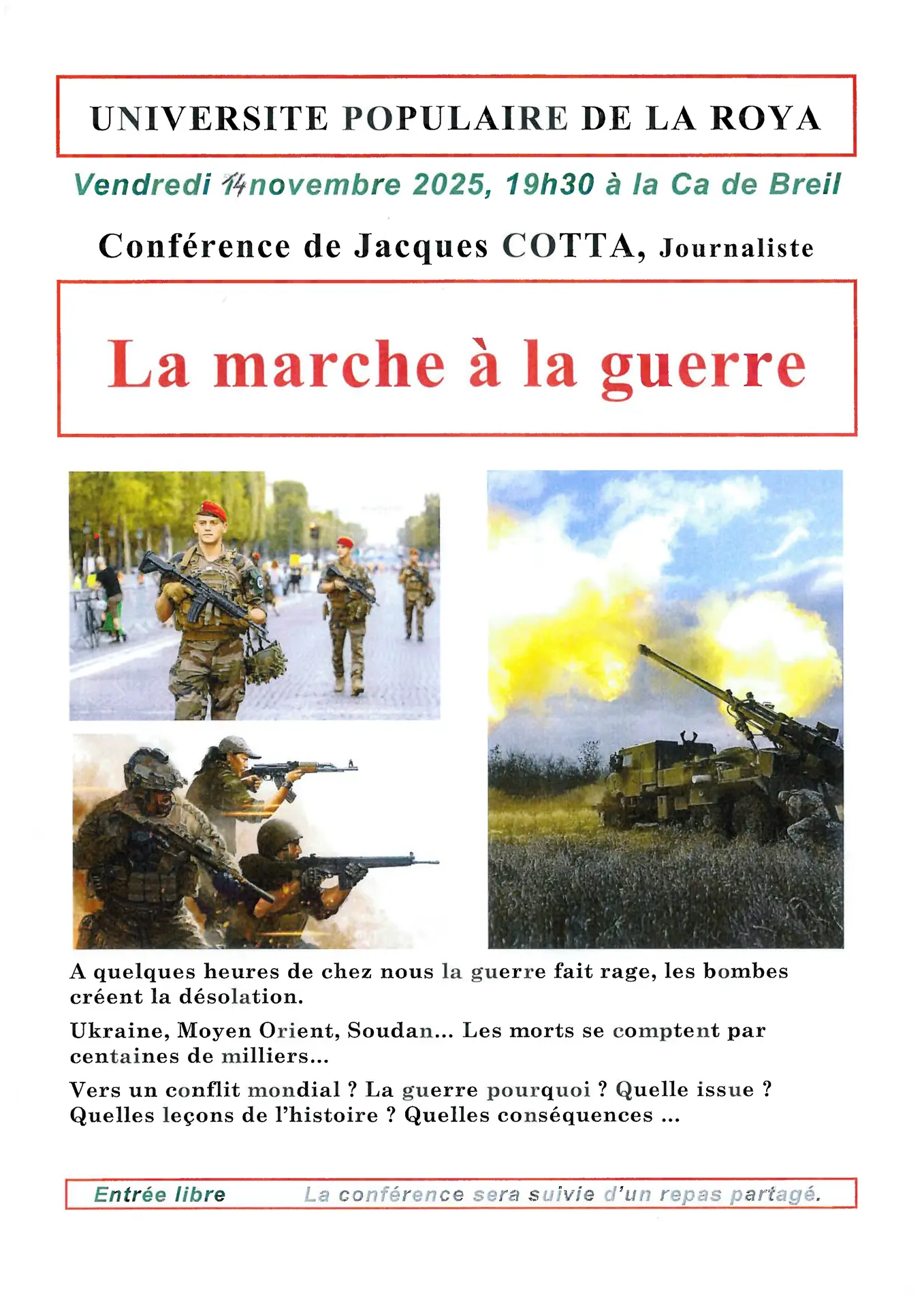 Université populaire : la marche à la guerre