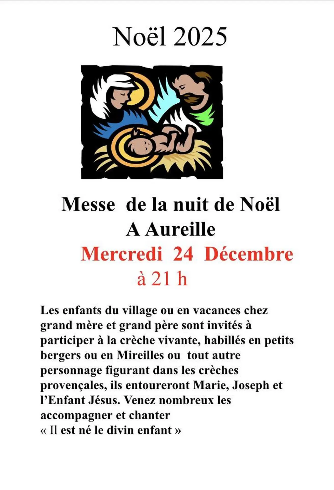Poster Christmas Mass in Aureille 24.12.25