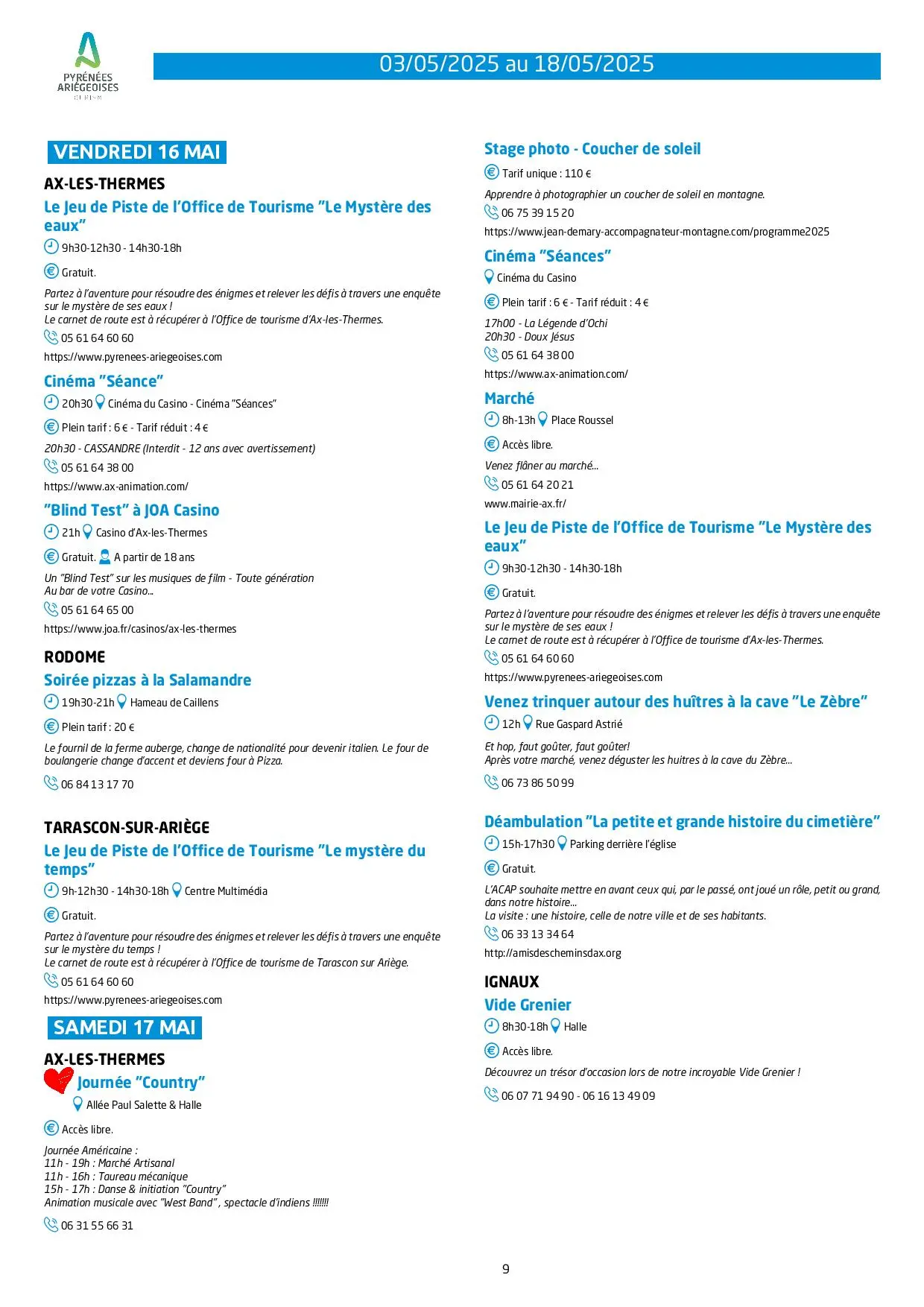 Programme du 03 au 18.05.2025