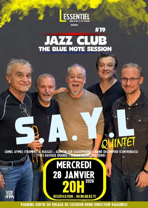 Un concert à ne pas manquer! S'A'Y'L QUINTET à l' Essentiel à Cucuron_Cucuron
