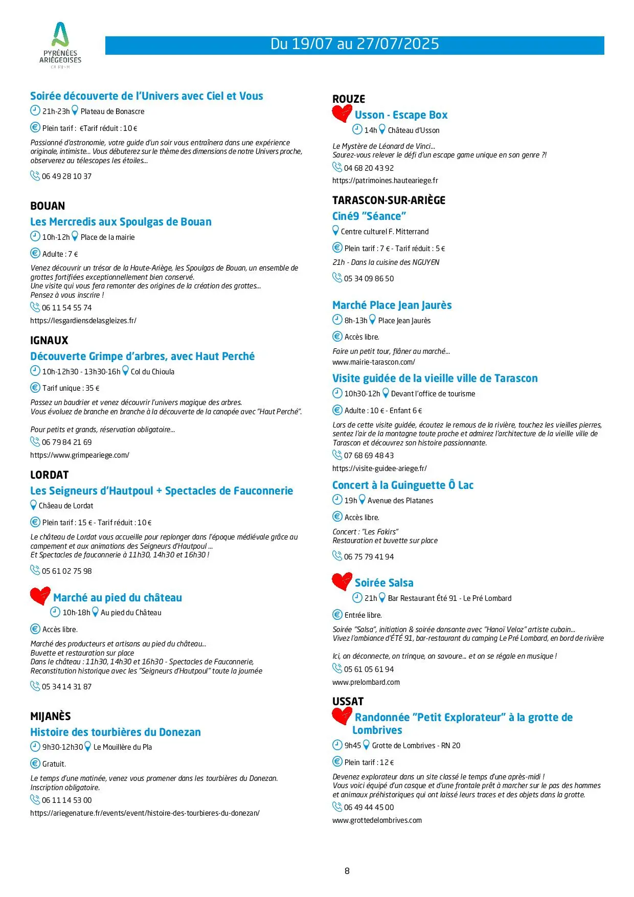 Du 19 au 27.07.Programme Animations & Activités