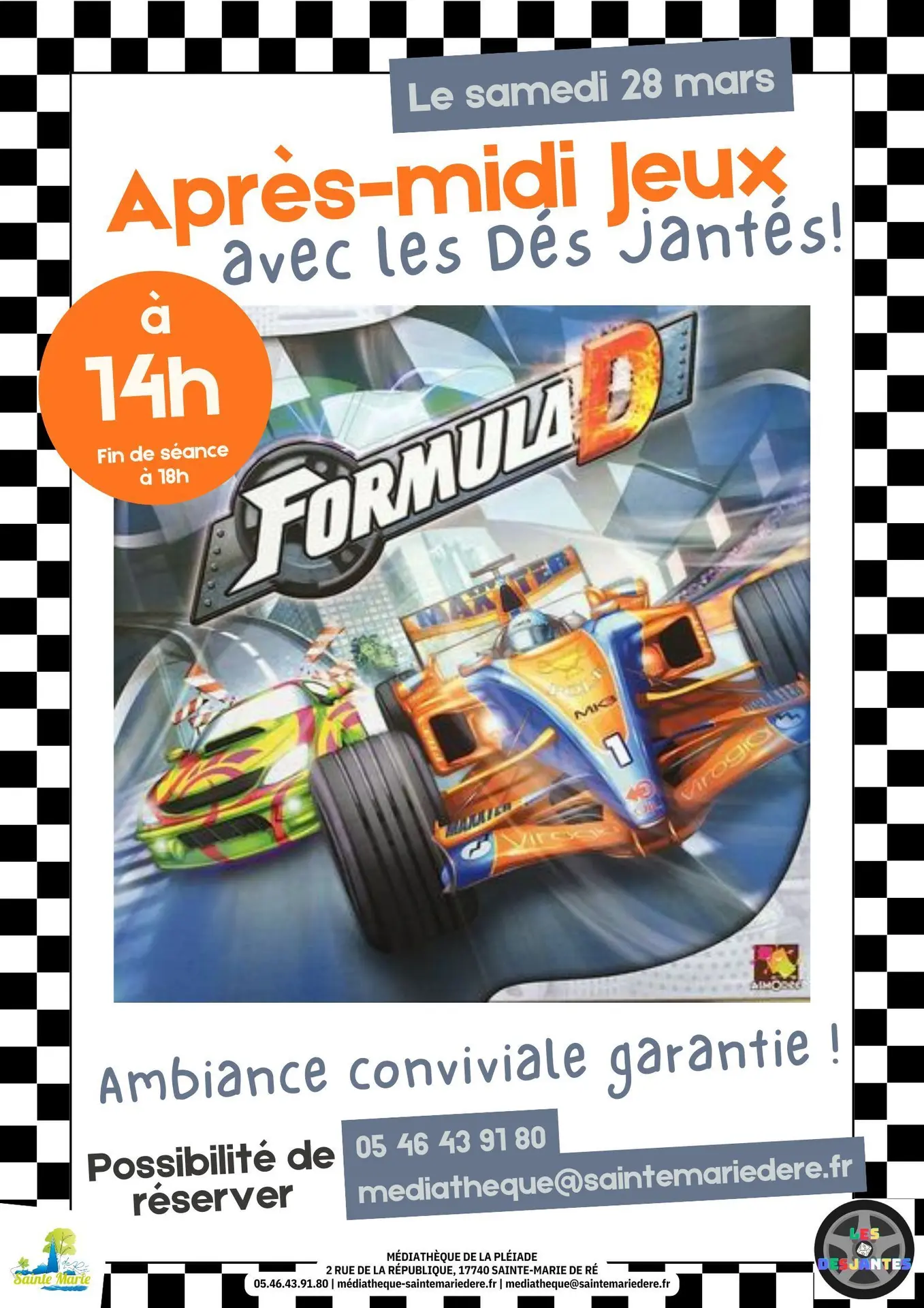 Affiche de l'après-midi jeux avec les Dés Jantés