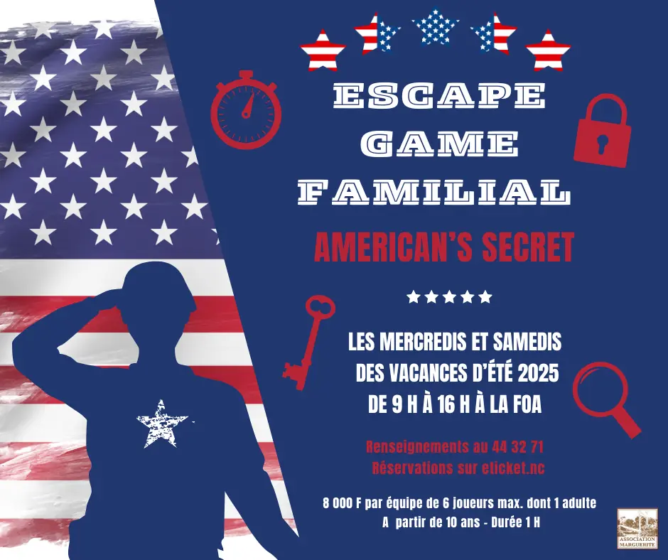 Affiche Escape game AMERICAN'S SECRET à La Foa