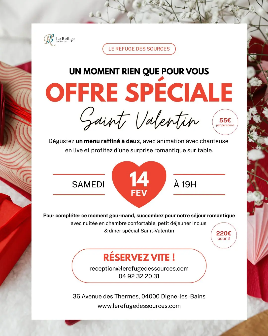 Affiche du repas de la Saint Valentin