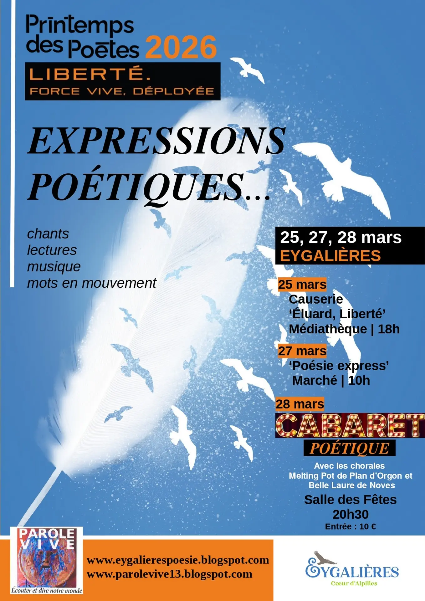 Affiche Le Printemps des Poètes à Eygalières 25.03 au 28.03.26