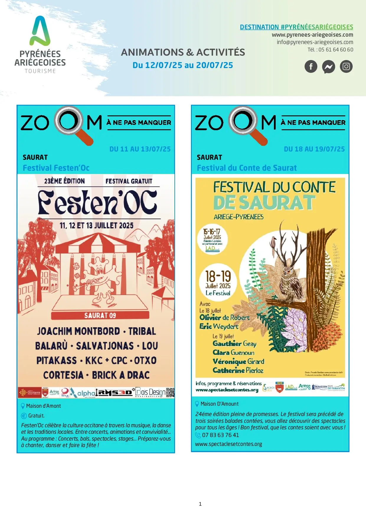Du 12 au 20.07.Programme Animations & Activités
