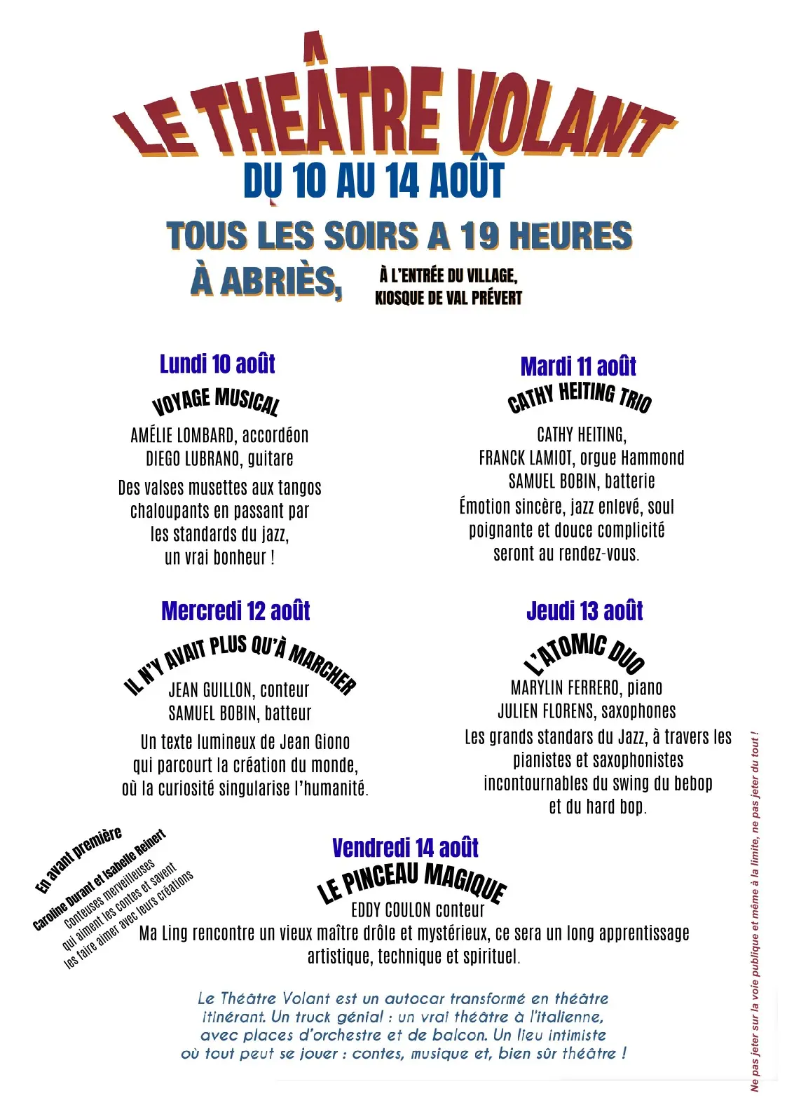 Programme du Théâtre volant_Abriès-Ristolas