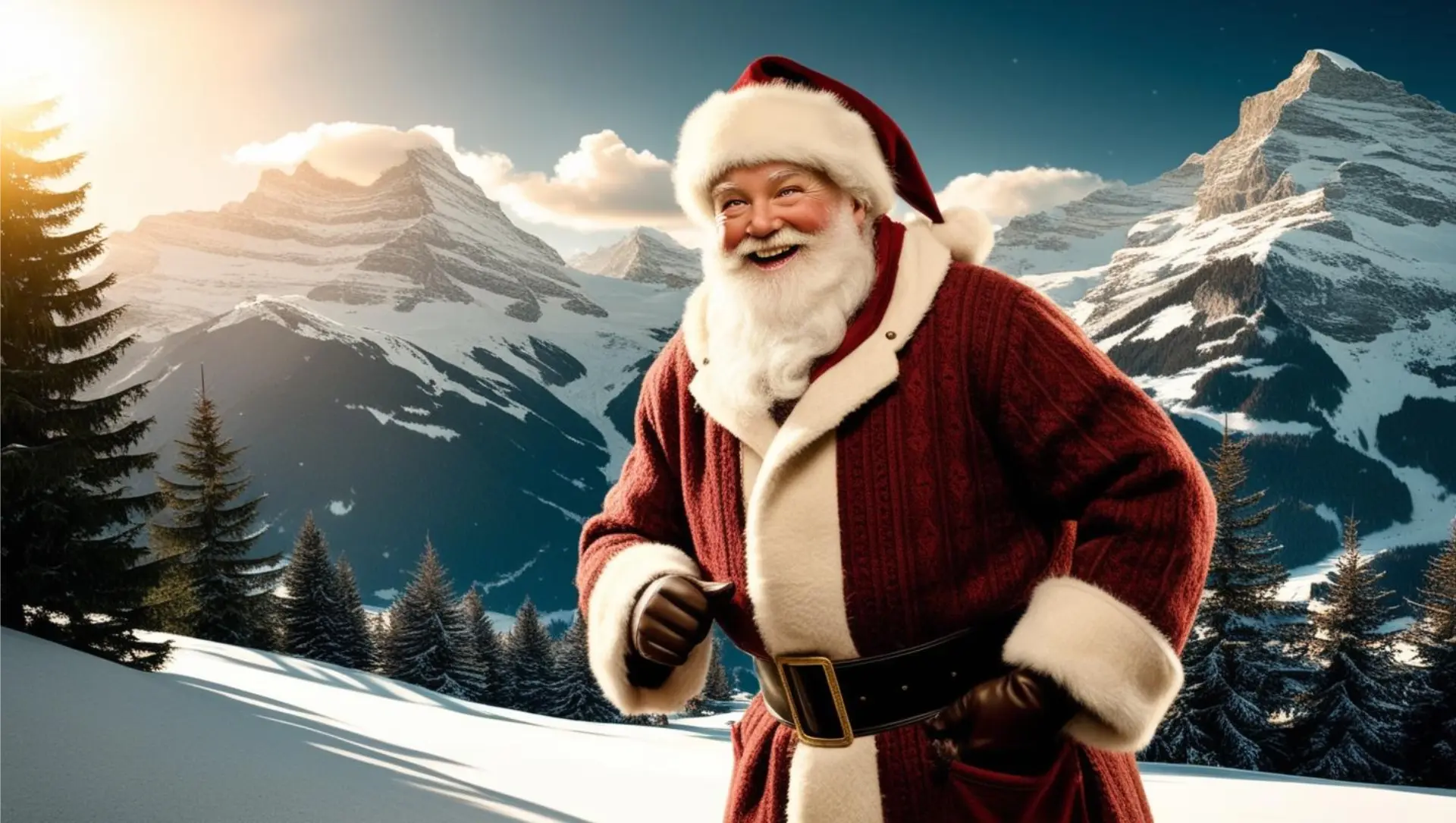 Le Père-Noël en montagne