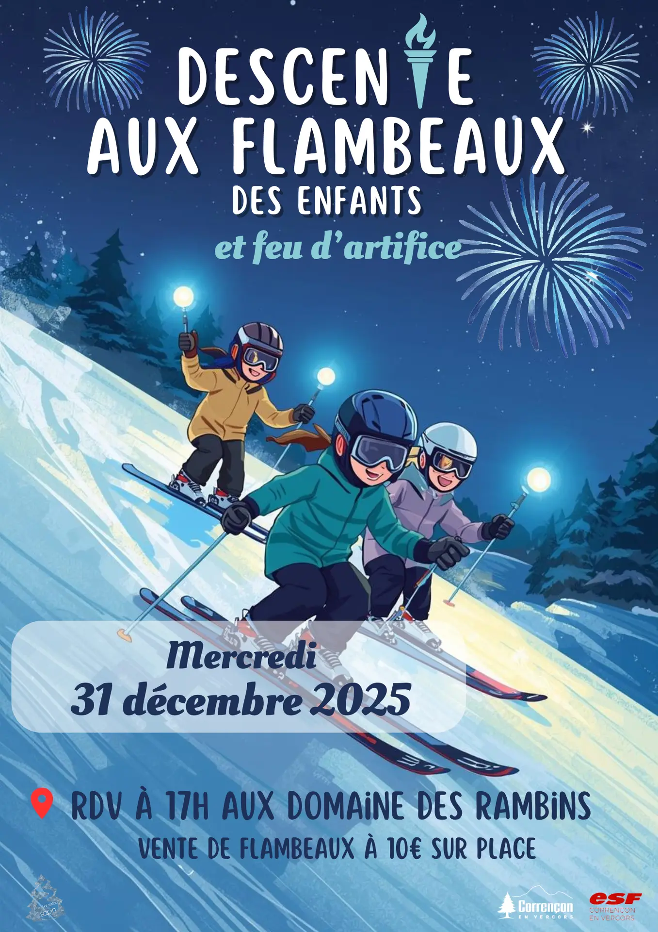 Des enfants dévalent les pistes avec leur flambeau